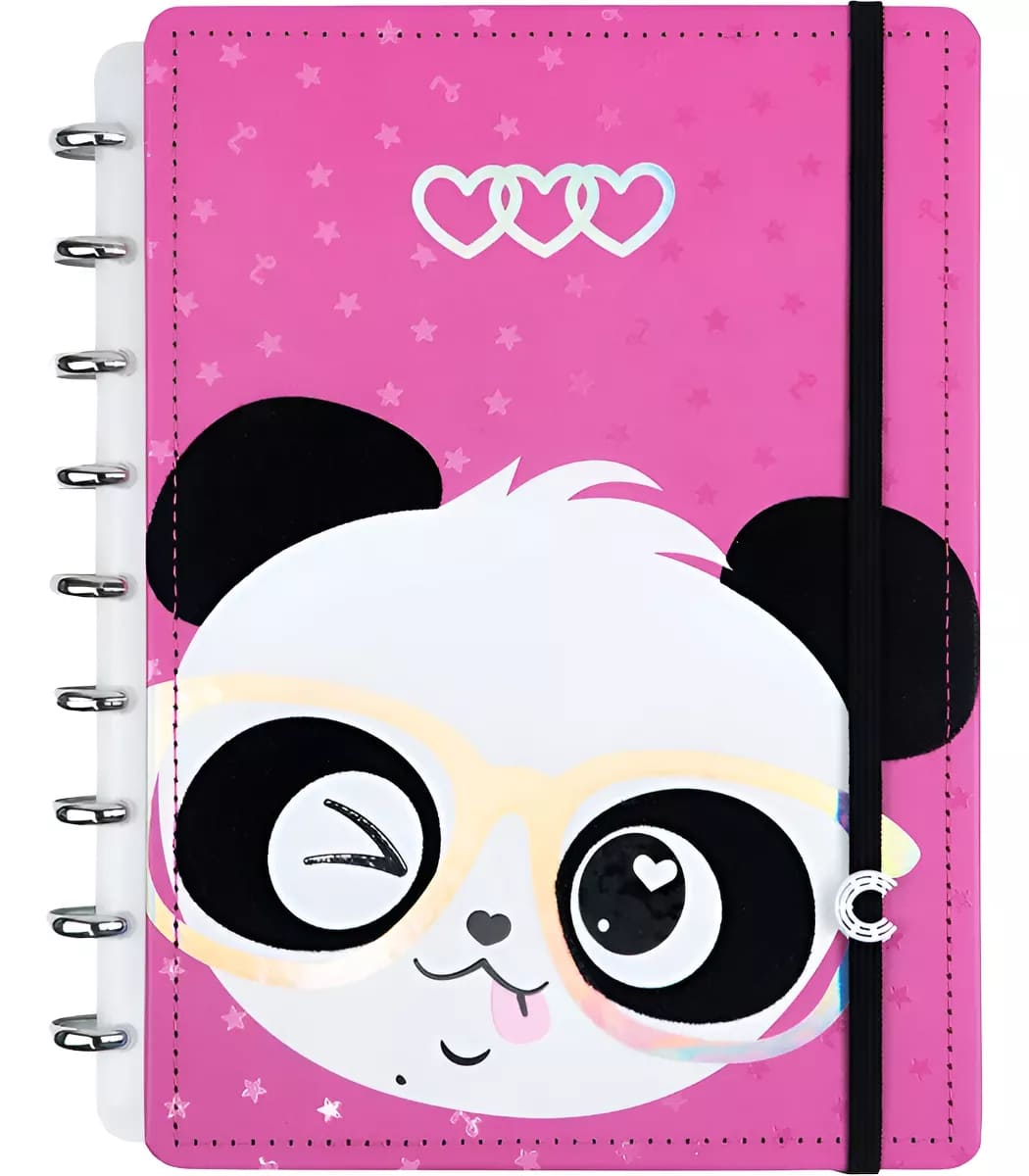Caderno Inteligente Panda Luluca 60 Folhas com Pauta e 20 Folhas Lisas
