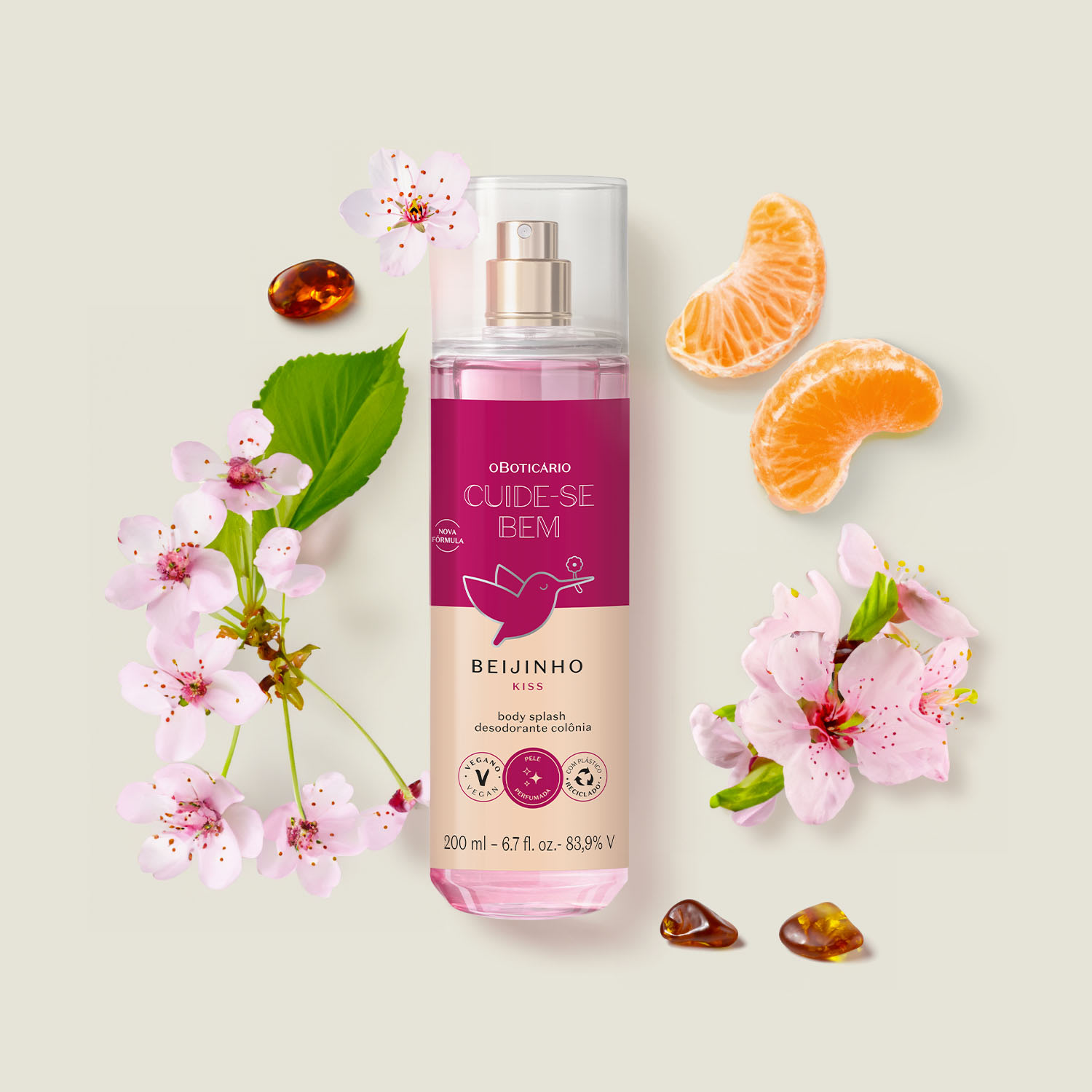 Body Splash Desodorante Colônia Cuide-se Bem Beijinho 200ml