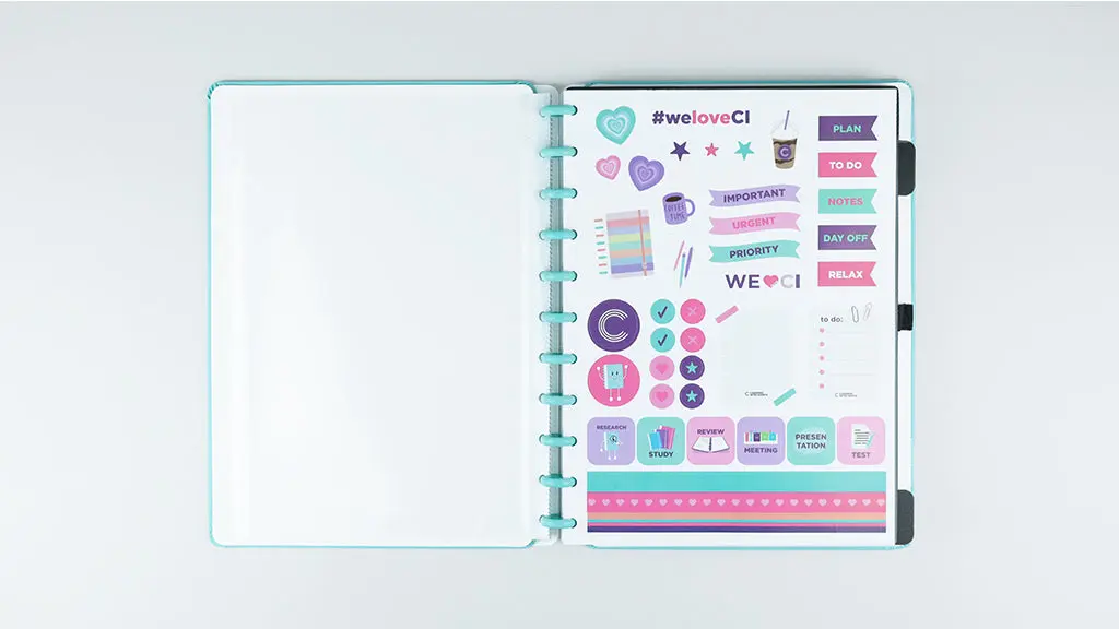 Caderno Inteligente All Aquamarine com 60 Folhas com Pautas 20 Folhas Lisas