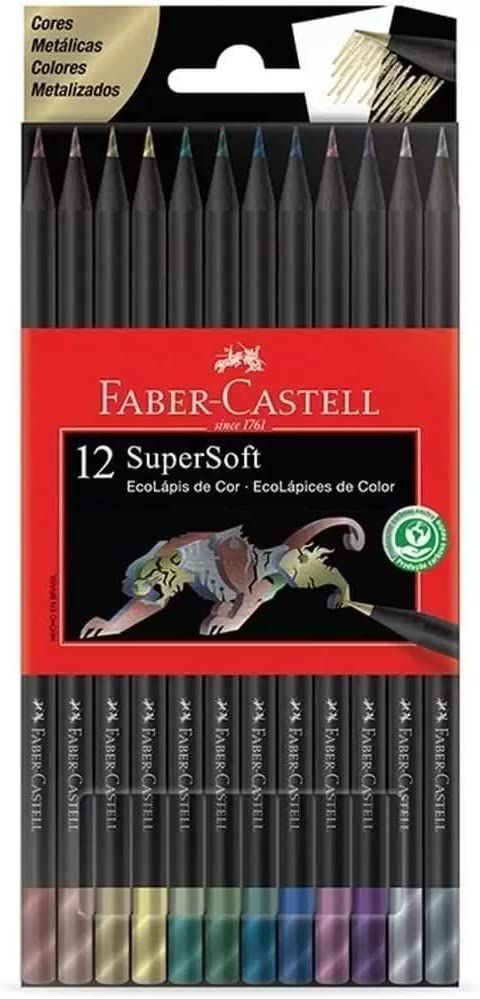 Lápis de Cor Faber Castell 12X1 Grande Cores Metálicas