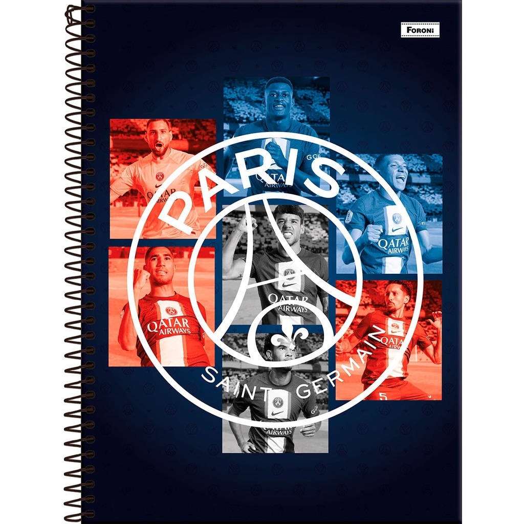 Caderno Universitário Foroni PSG Capa Dura 80 Folhas 1 Matéria Sortido
