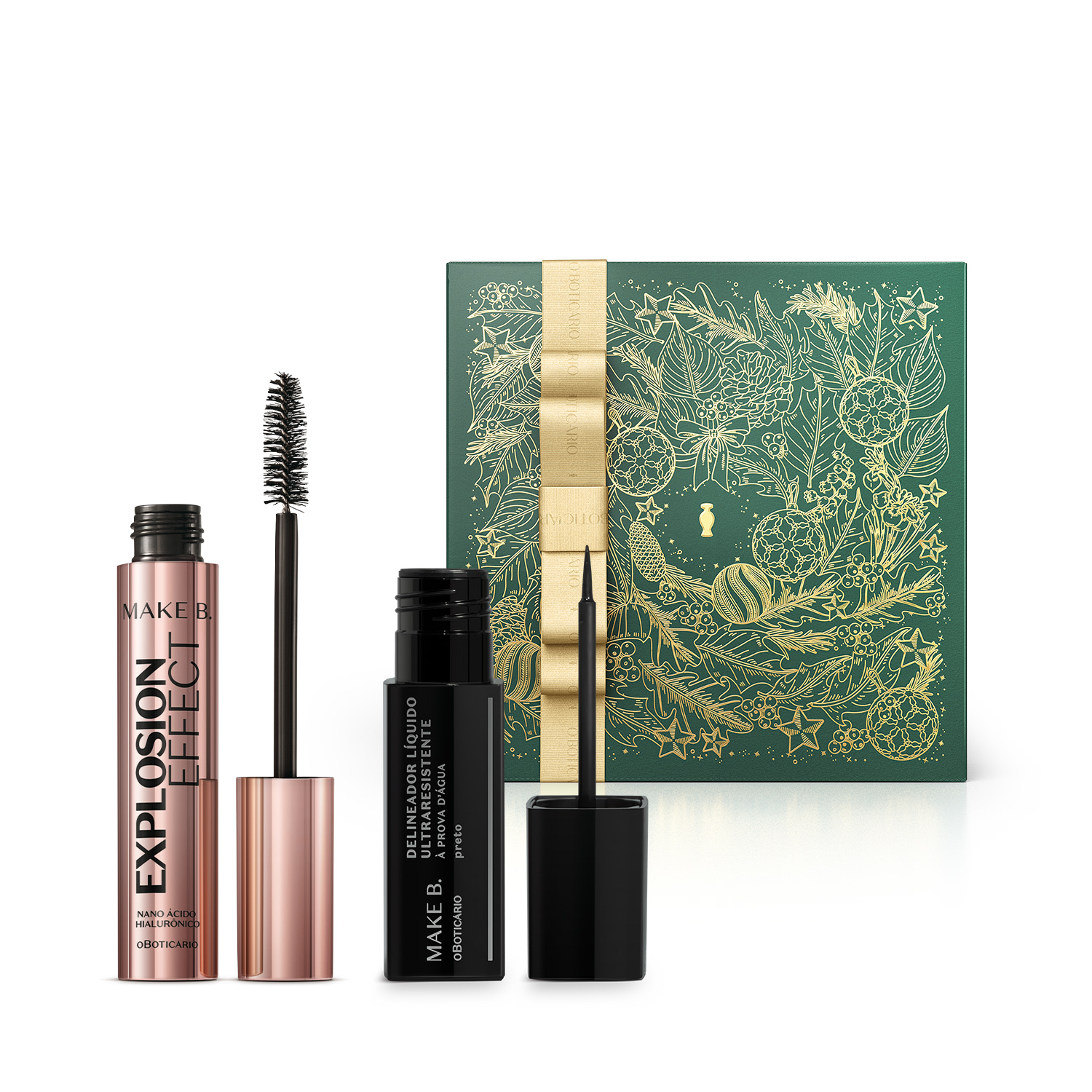 Combo Presente Make B.: Máscara de Cílios Explosion Effect10g + Delineador Líquido Para Olhos Preto 5ml