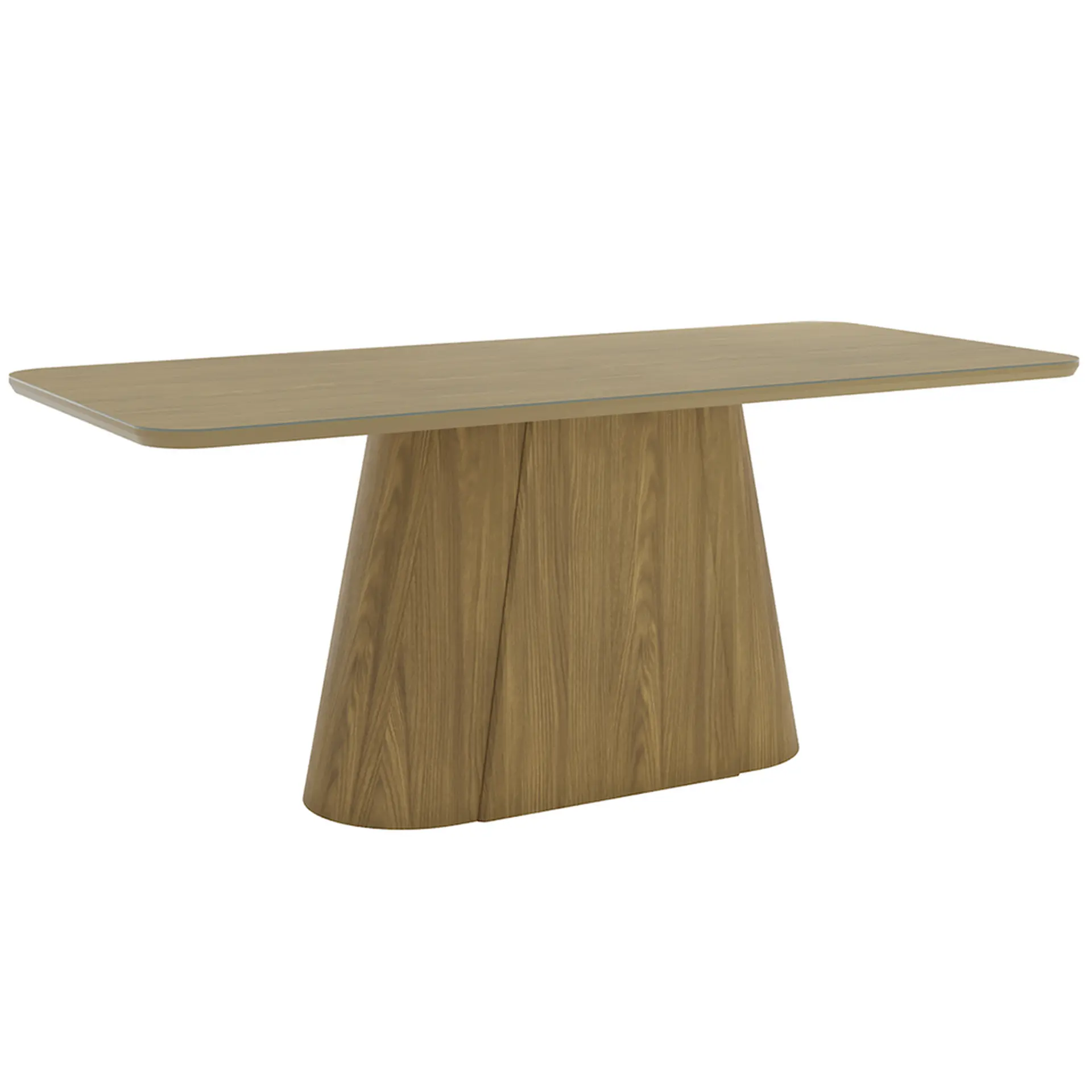 Conjunto de Mesa 8 Cadeiras Tampo Madeira e Vidro Olivia Henn - Nature/Corano/Caramelo/Creme