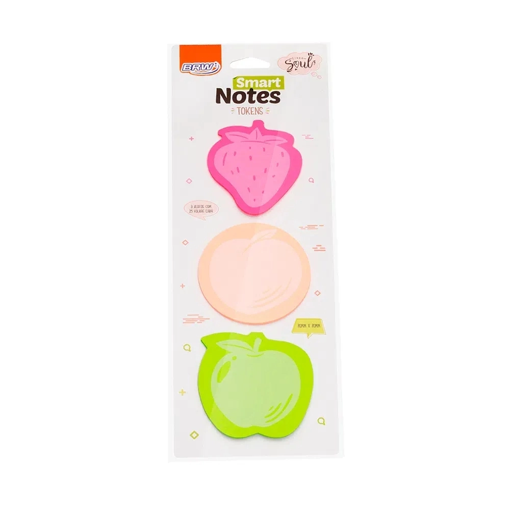 Bloco Adesivo BRW Fruta Smart Notes 70x70mm Tokens