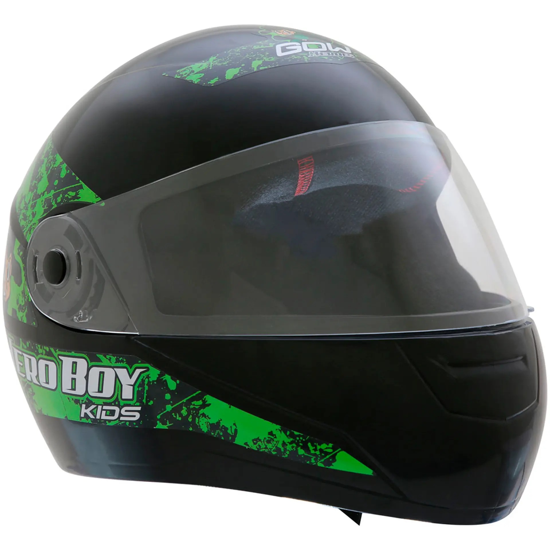 Capacete de Moto Infantil Fechado 54 Gow Hero Boy com Proteção IRS - Preto/Verde