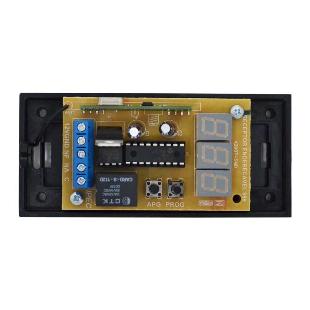 Receptor para Controle Remoto 1 Canal 433Mhz Multicódigos 999 RX Ipec - A2067