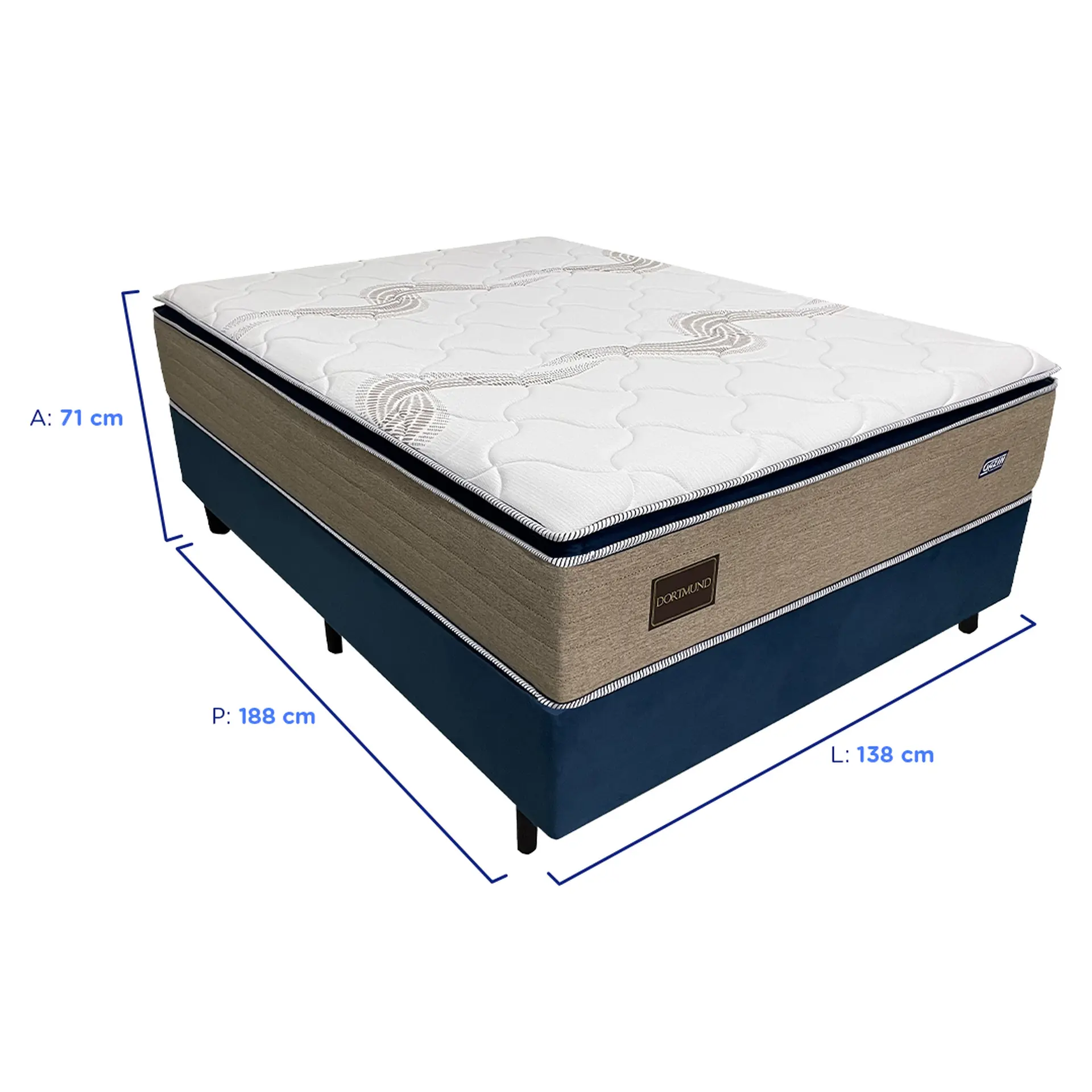 Colchão Cama Box Gazin Molas BlueWave Casal Dortmund 138 x 188
