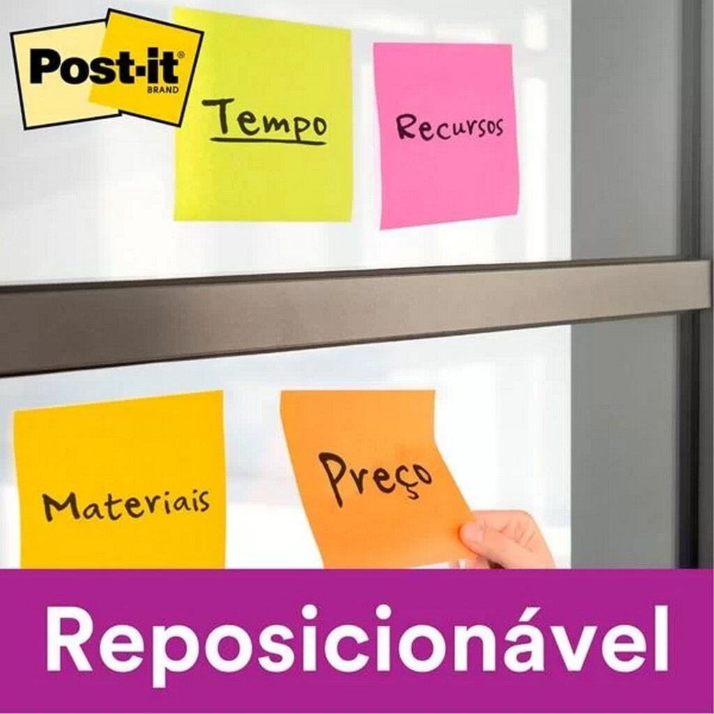 Bloco de Notas Adesivo Cascata 76X76mm com 3 Blocos de 45 Folhas 3 Cores - Post-it - 3M - HB004528707