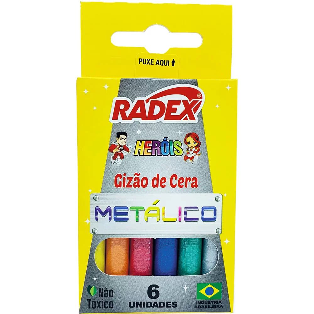 Giz de Cera Radex Metálico Pequeno com 6 Cores