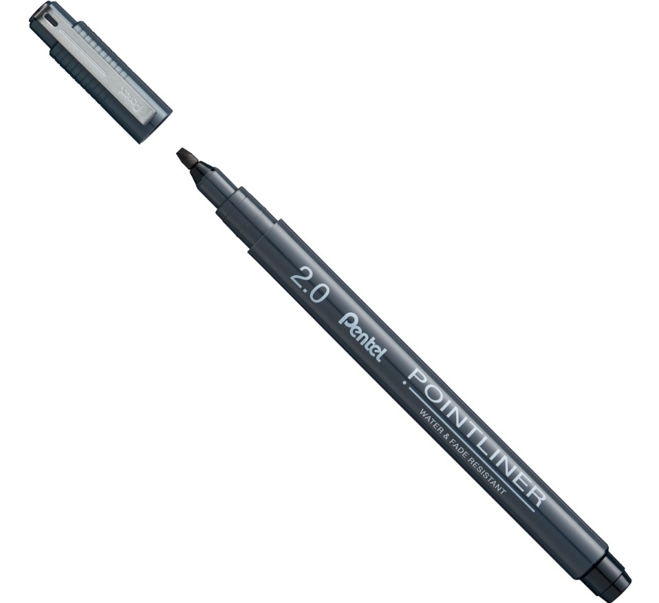 Caneta Nanquim Pentel Pointliner 2,0m Preto