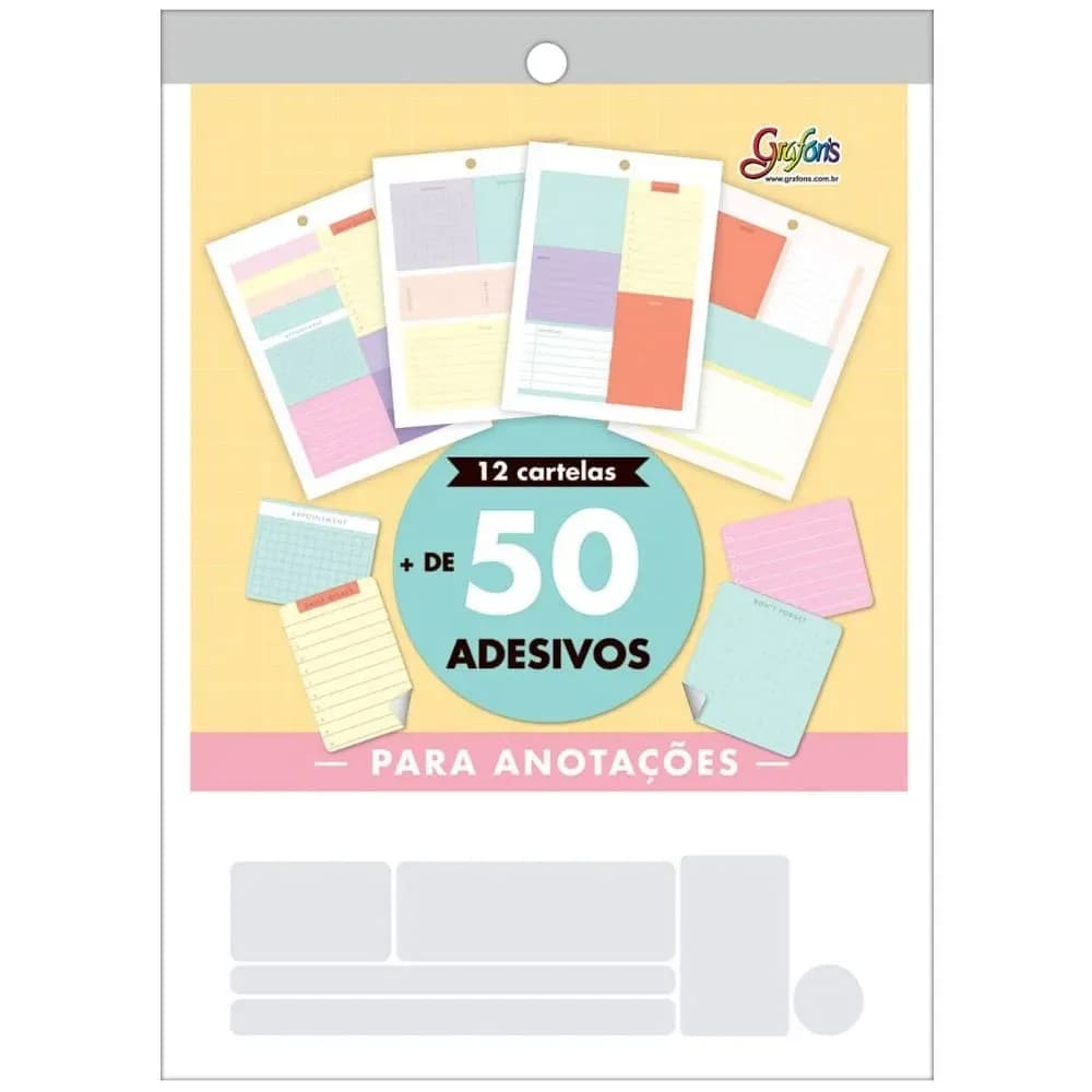 Bloco Adesivo Tilibra Notes Grafon's com 12 Cartelas