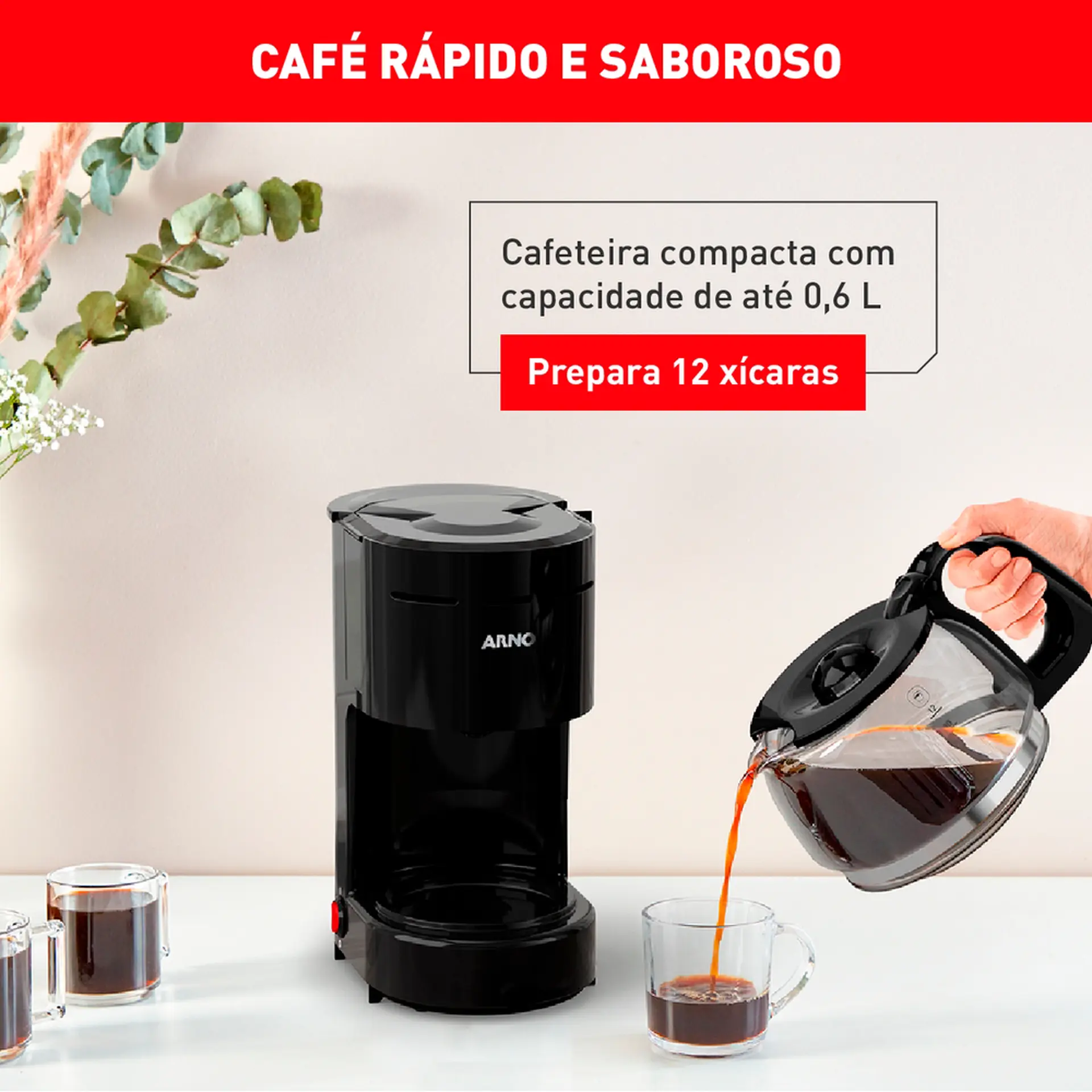 Cafeteira Elétrica Arno Classic 0,6L CFC1 - Preto - 110 Volts