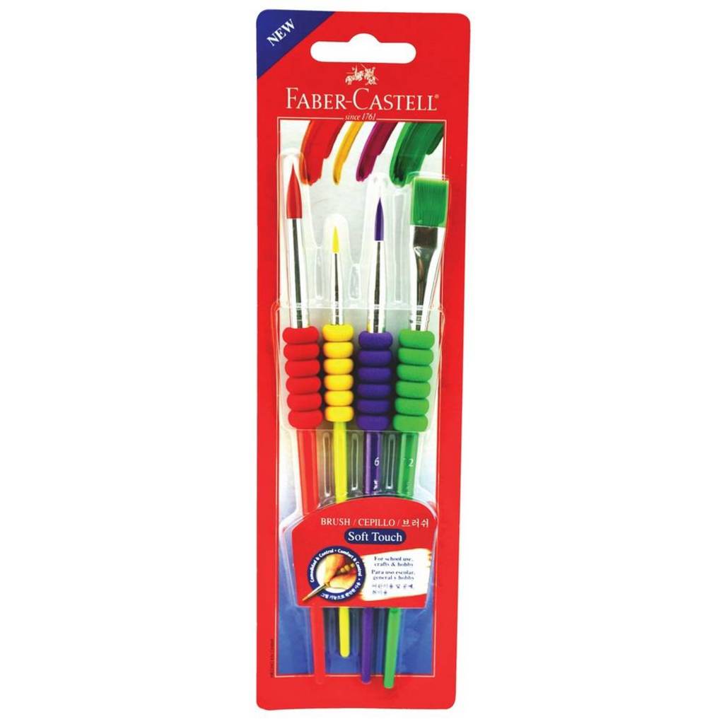 Pincel para Pintura Artística Números 2/6/10/12 Faber Castell Soft Touch com 4 Pincéis - 181600