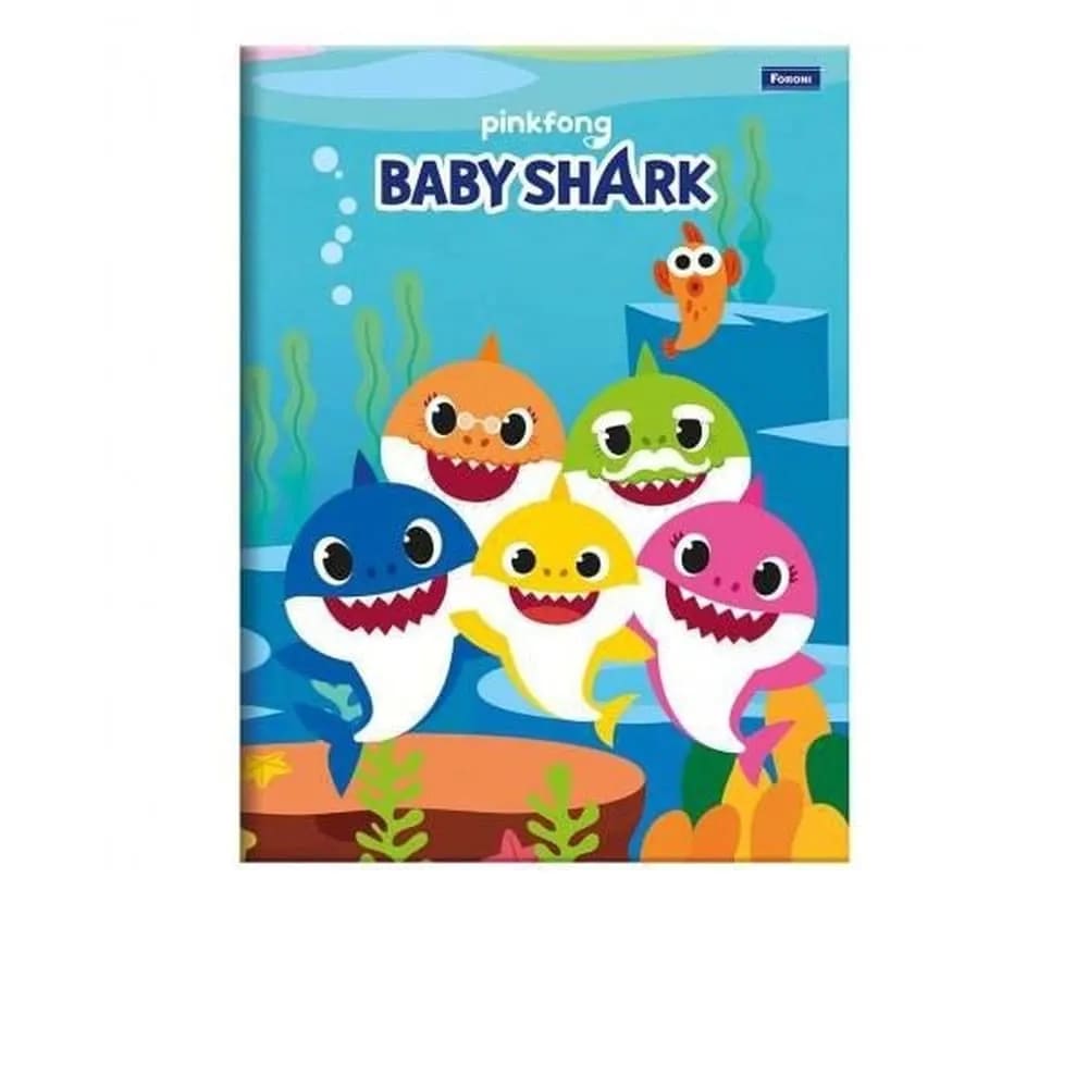 Caderno Universitário Foroni Baby Shark Capa Dura Brochura 96 Folhas