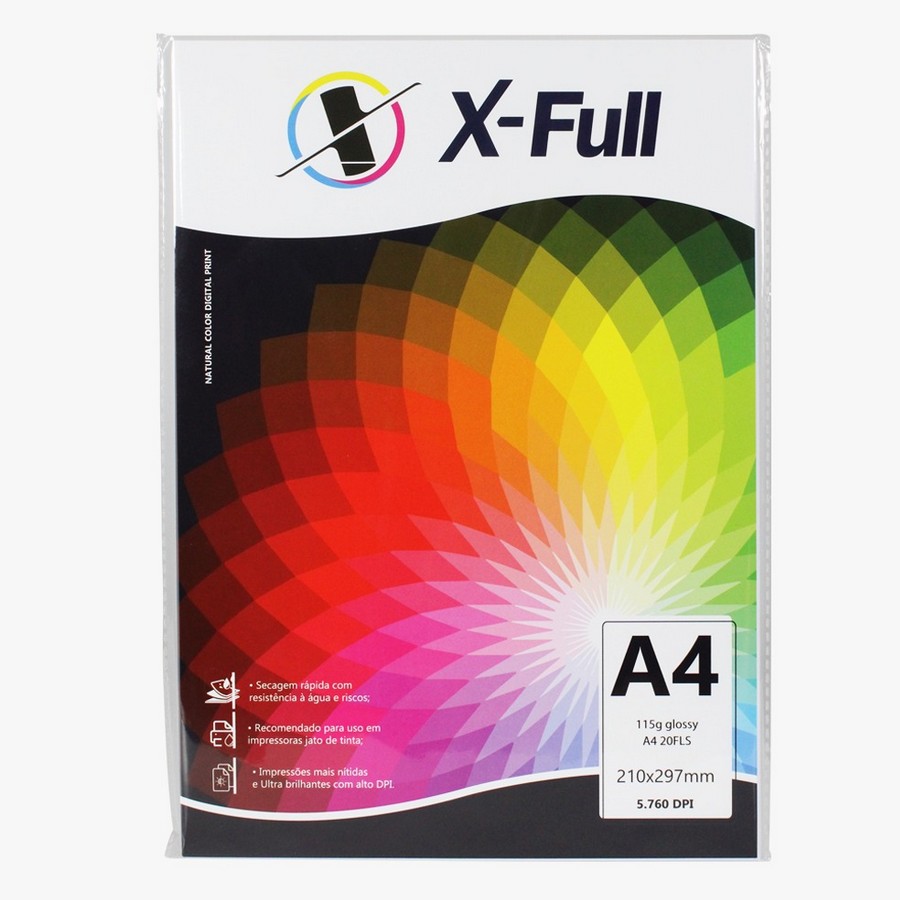 Papel Fotográfico Glossy Brilhante A4 115g 20 Folhas Potencial Suprimentos 9106