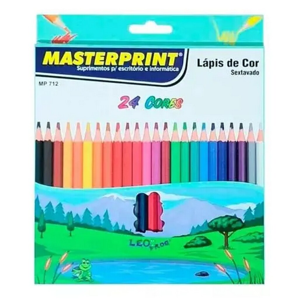Lápis de Cor 24 Cores Sextavado - Masterprint - MP 712
