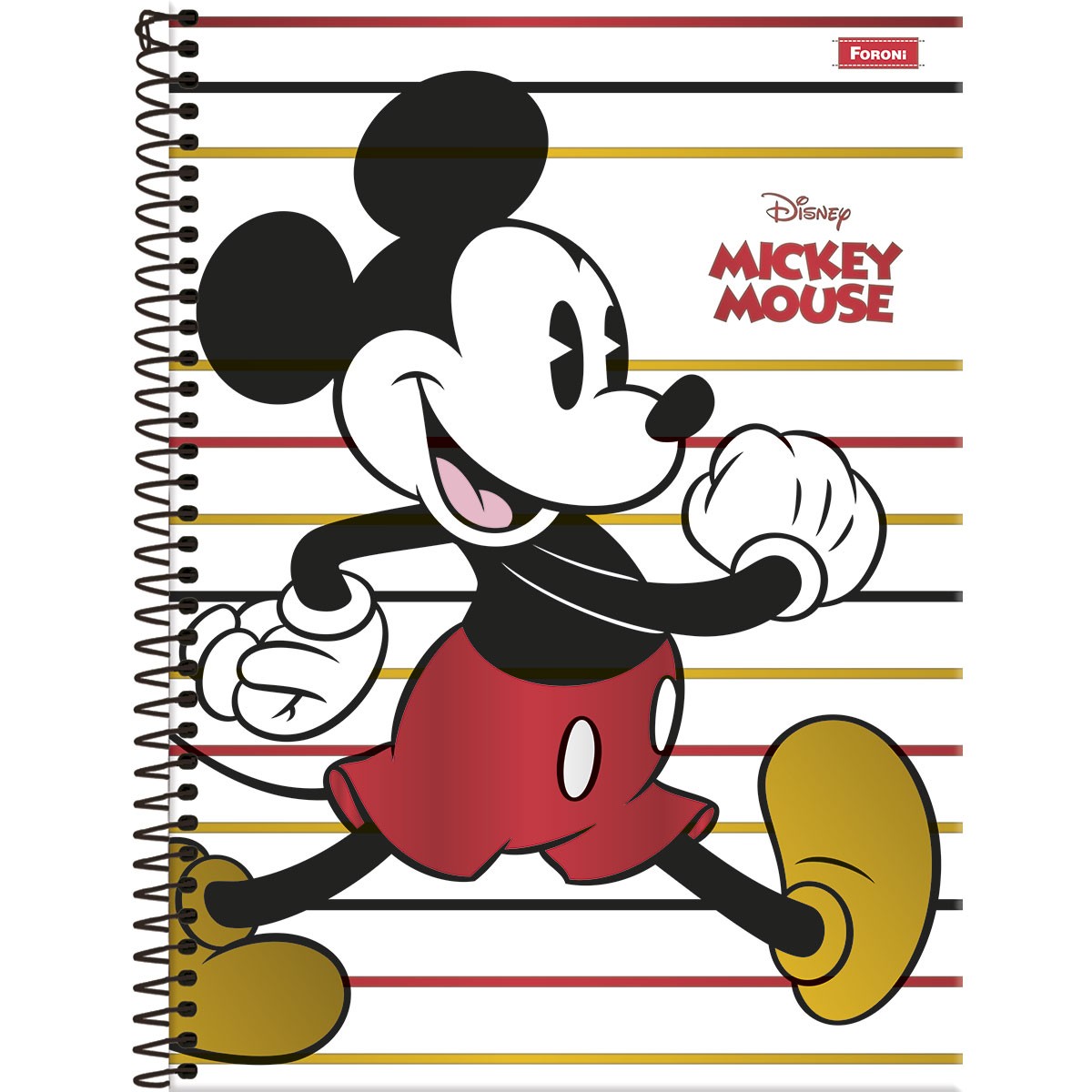 Caderno Universitário Foroni Mickey Mouse Capa Dura 160 Folhas 10 Matérias Sortido