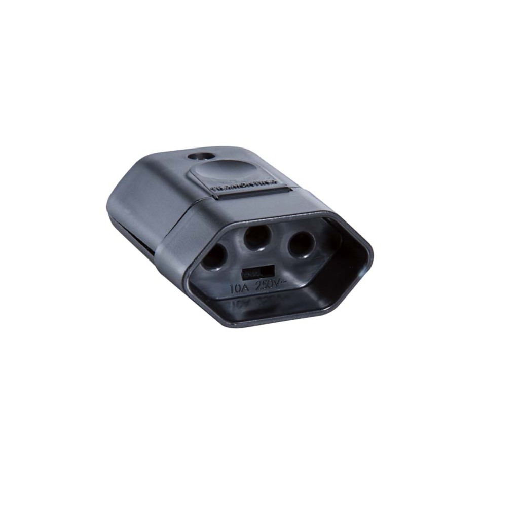 Plug Fêmea Tramontina 3 Pinos Redondo 20A Preto - 57403/055 - Unitário