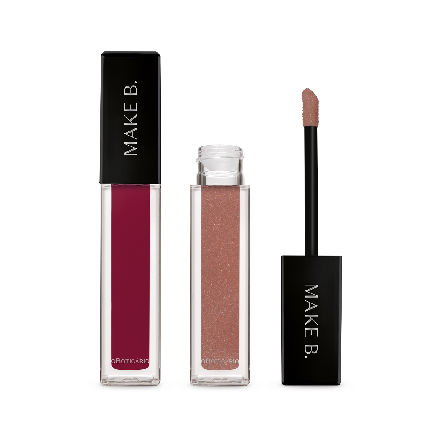 Combo Make B: Batom Líquido Mate Magenta Gourmand Berry 5ml + Gloss Marrom Claro Soft Silk 5ml