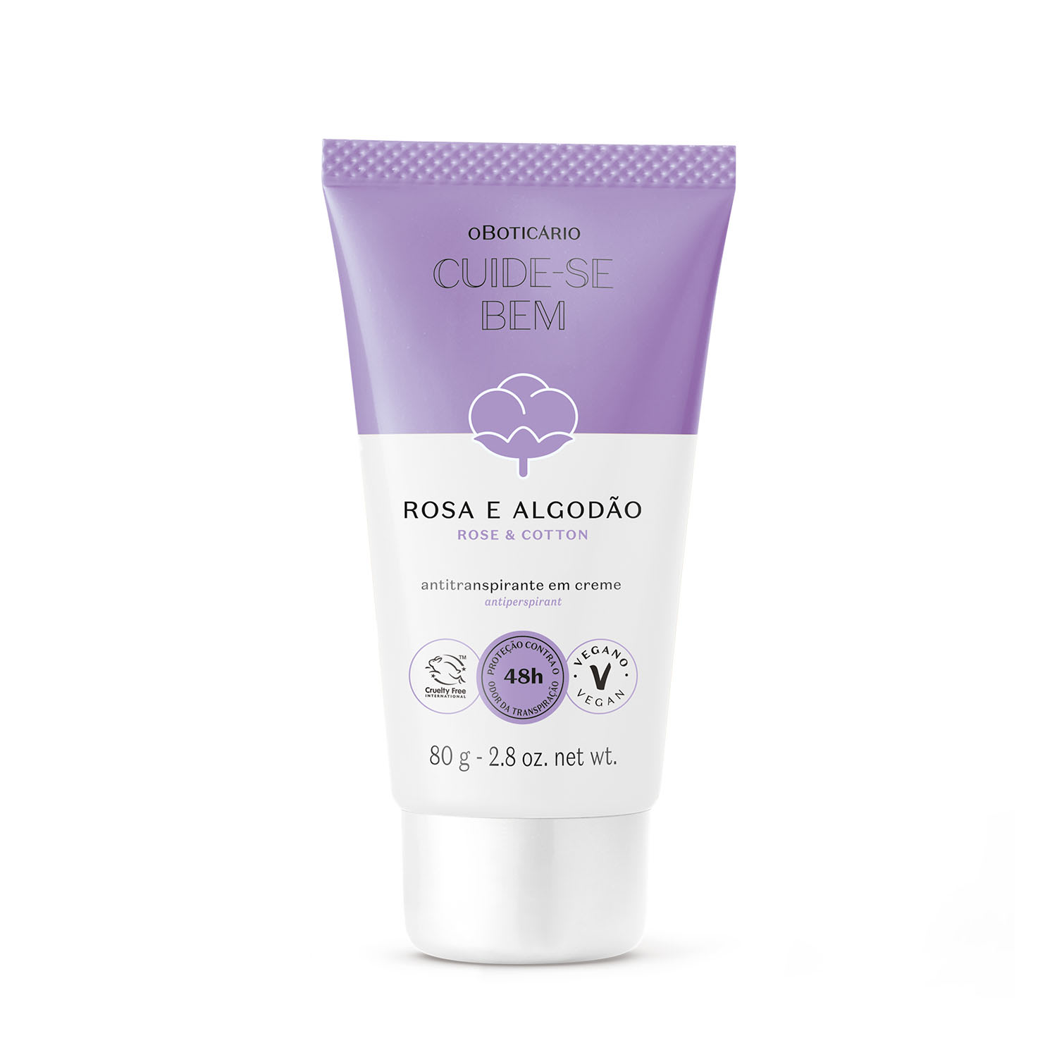 Antitranspirante em Creme Cuide-se Bem Rosa e Algodão 80g