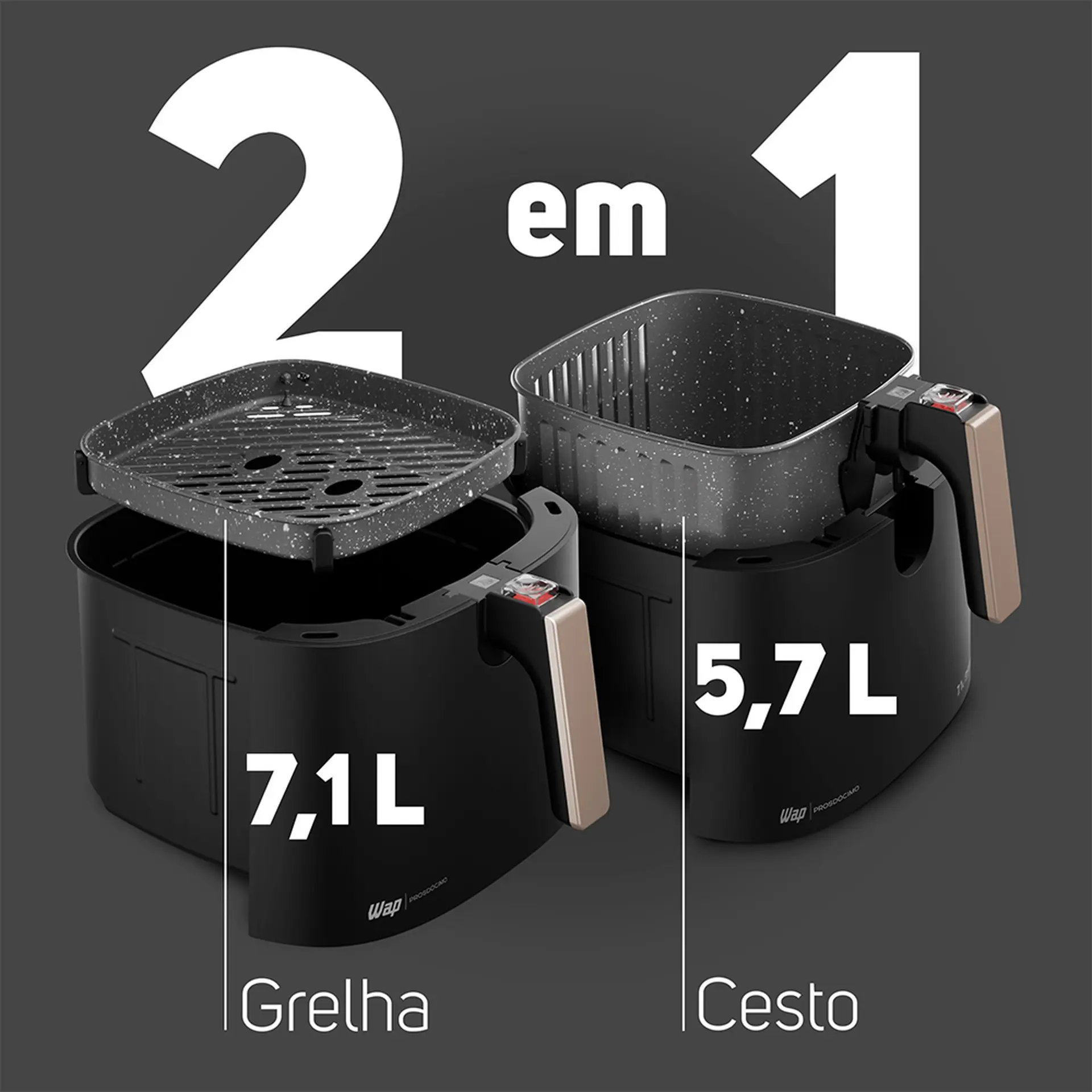 Fritadeira Elétrica Air Fryer Wap Mega Family 7,1L 1700W - Preto - 220 Volts