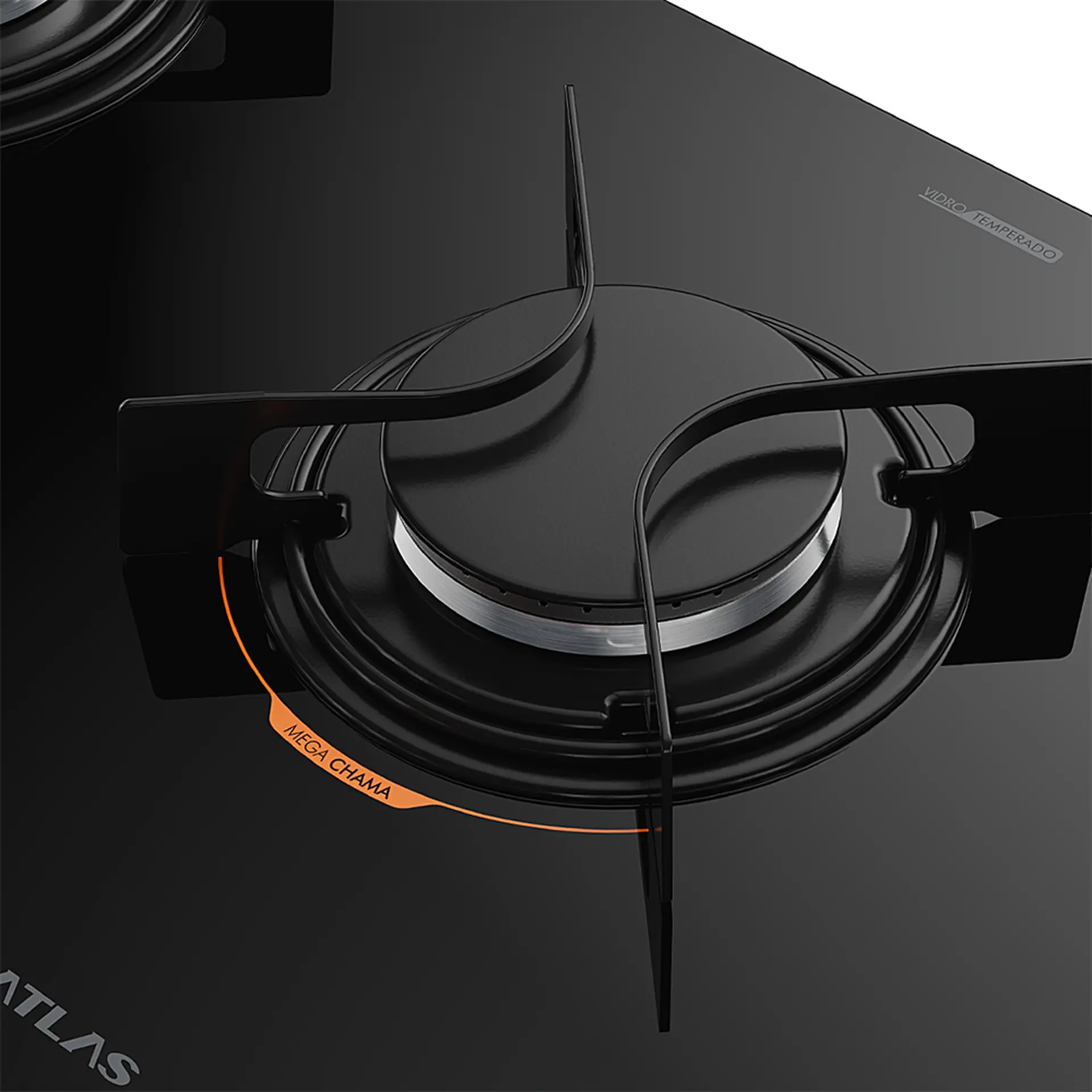 Cooktop Atlas Utop 5 Bocas Superautomático Mesa de Vidro Mega Chama - Preto - Bivolt