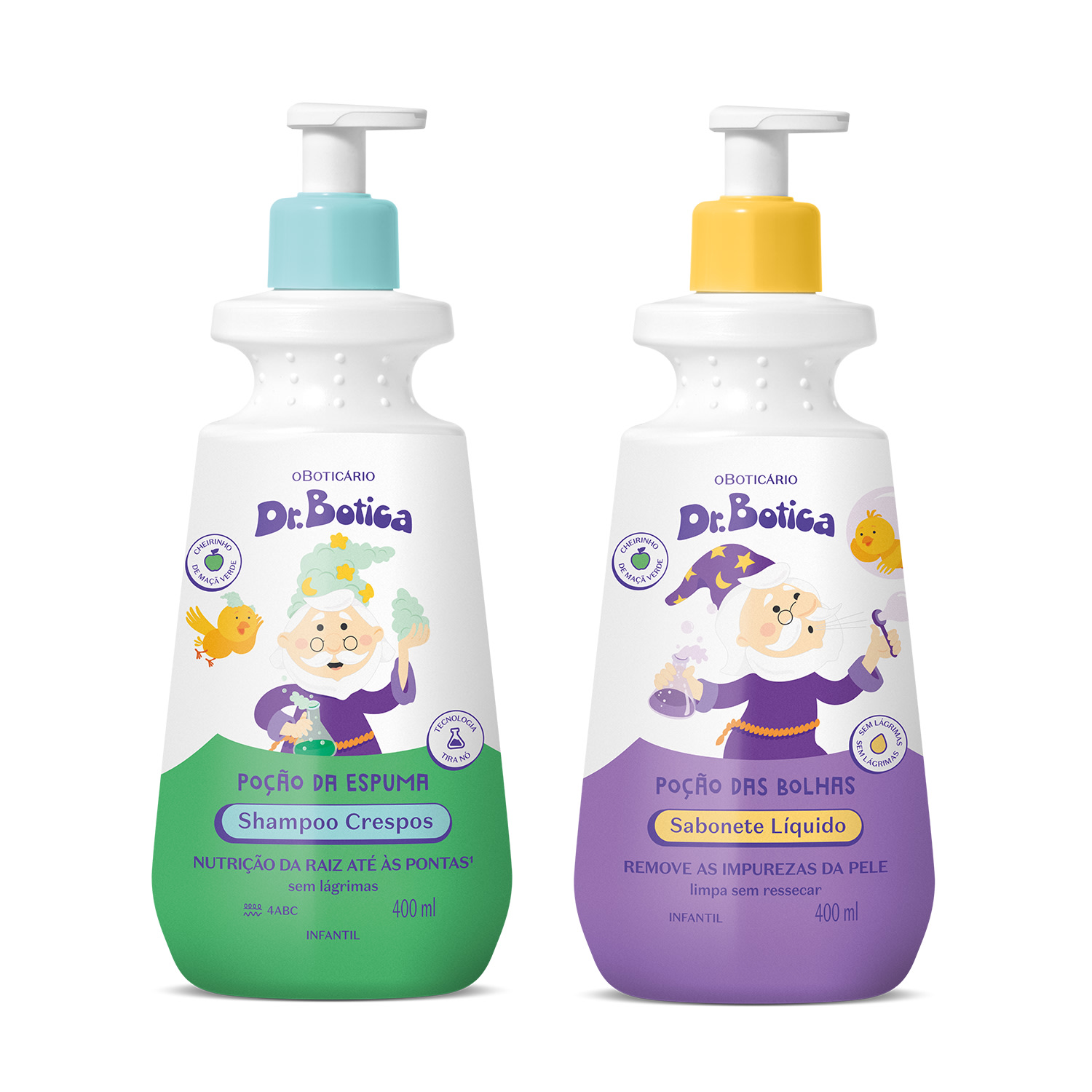 Combo Dr. Botica: Shampoo Infantil Crespos 4 ABC 400ml + Sabonete Líquido Infantil 400ml