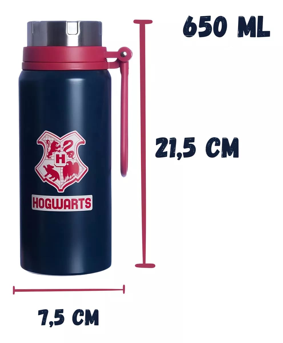 Garrafa Inox Zonacriativa Elite Harry Potter Hogwarts 650ml