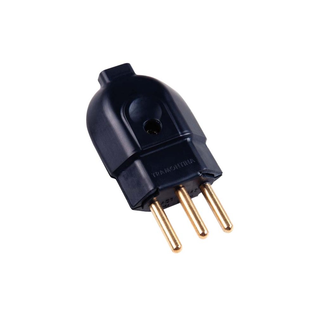 Plug Macho Tramontina 3 Pinos Redondo 20 Amperes Preto - 57403/007 - Unitário