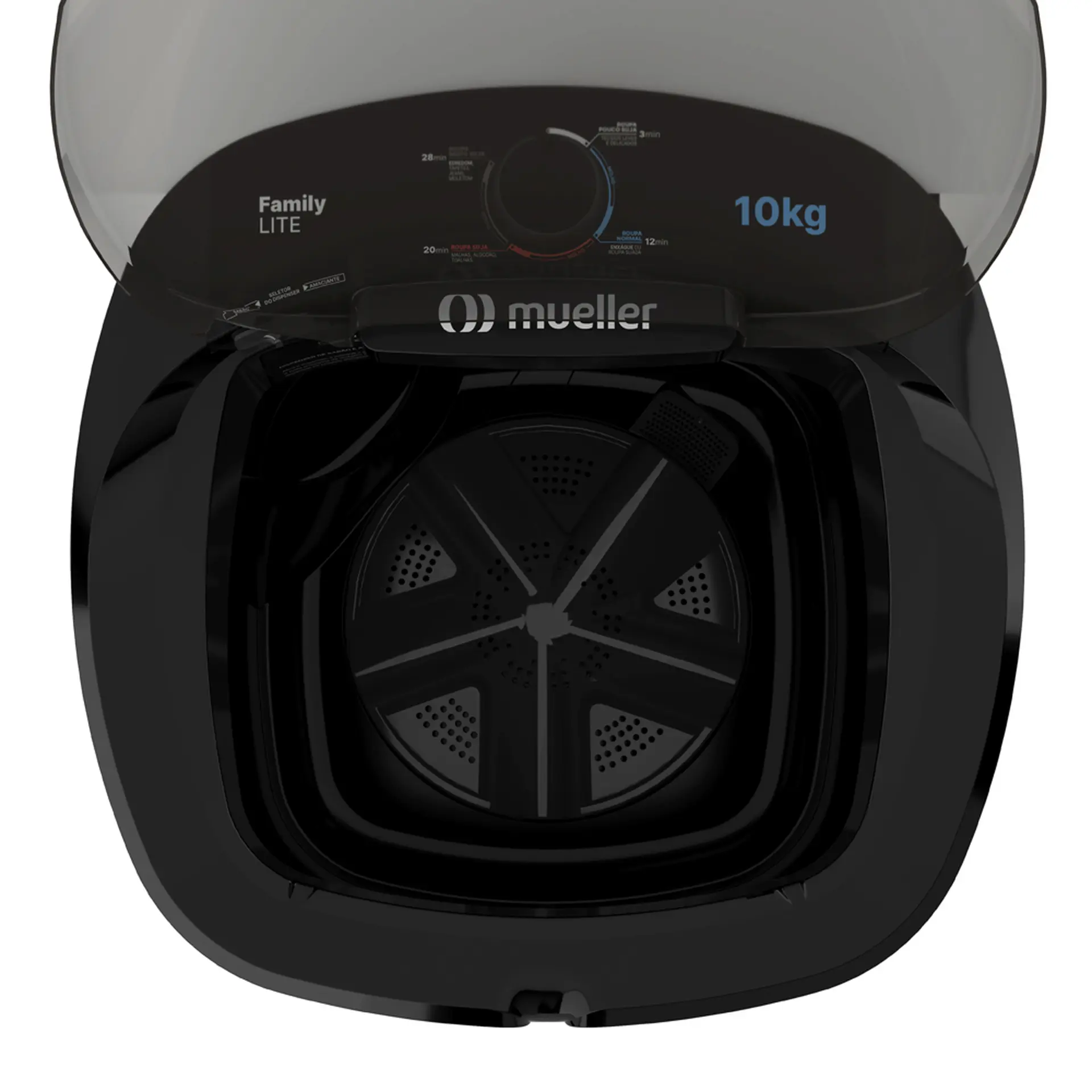 Tanquinho Mueller Family Lite 10kg Semiautomático Dispenser Duplo e Timer - Preto - 110 Volts