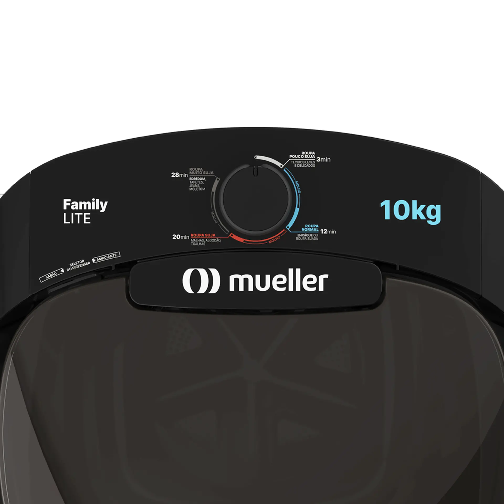 Tanquinho Mueller Family Lite 10kg Semiautomático Dispenser Duplo e Timer - Preto - 110 Volts
