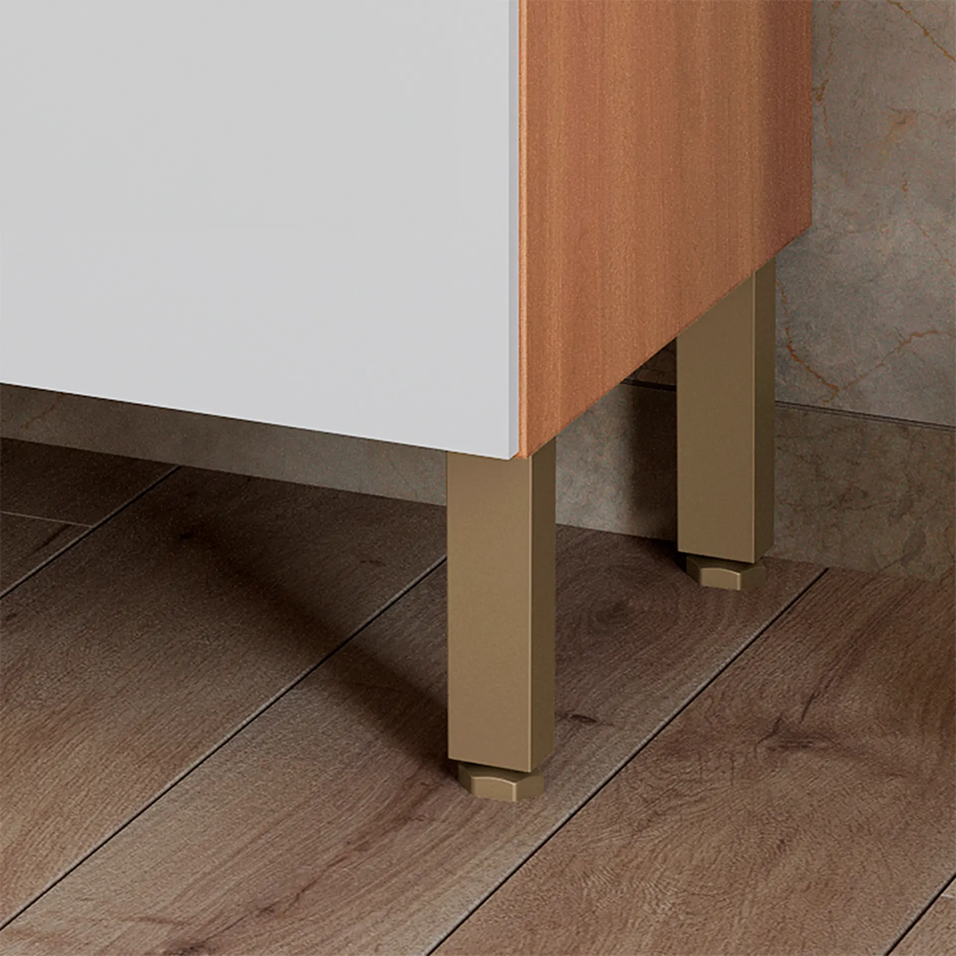 Balcão sem Tampo 2 Portas 3 Gavetas 120cm Macadâmia Telasul - Freijo/Branco