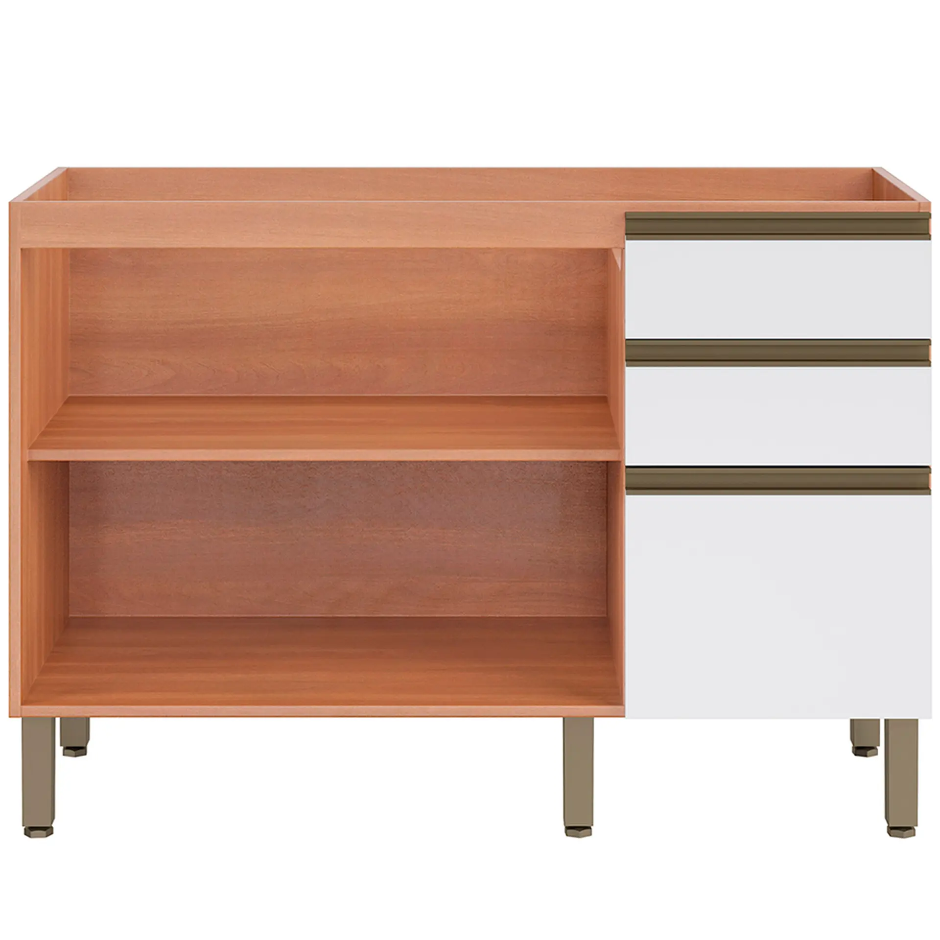 Balcão sem Tampo 2 Portas 3 Gavetas 120cm Macadâmia Telasul - Freijo/Branco