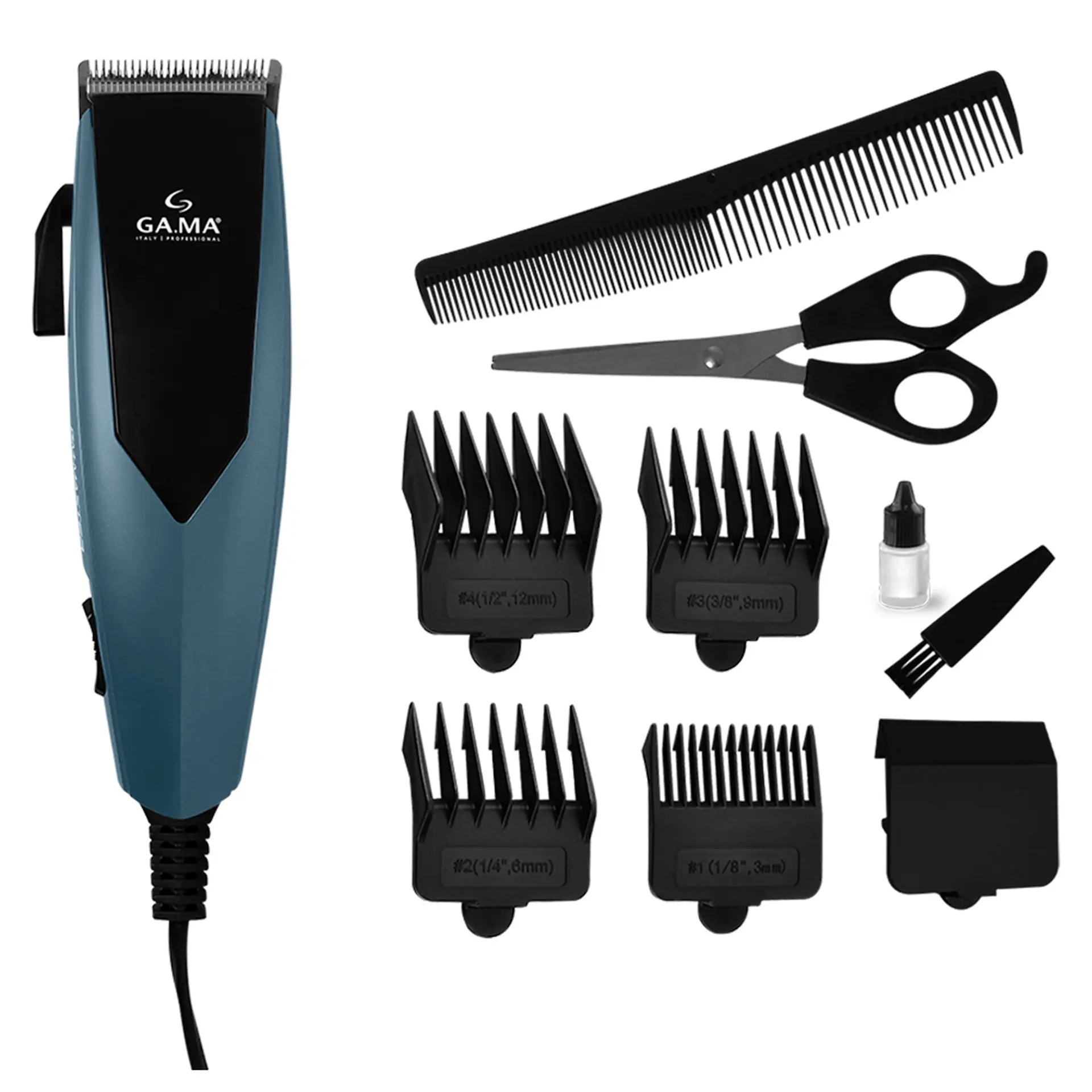 Cortador de Cabelo Gama GM Master 4 Pentes Com Fio - Azul/Preto - 110 Volts