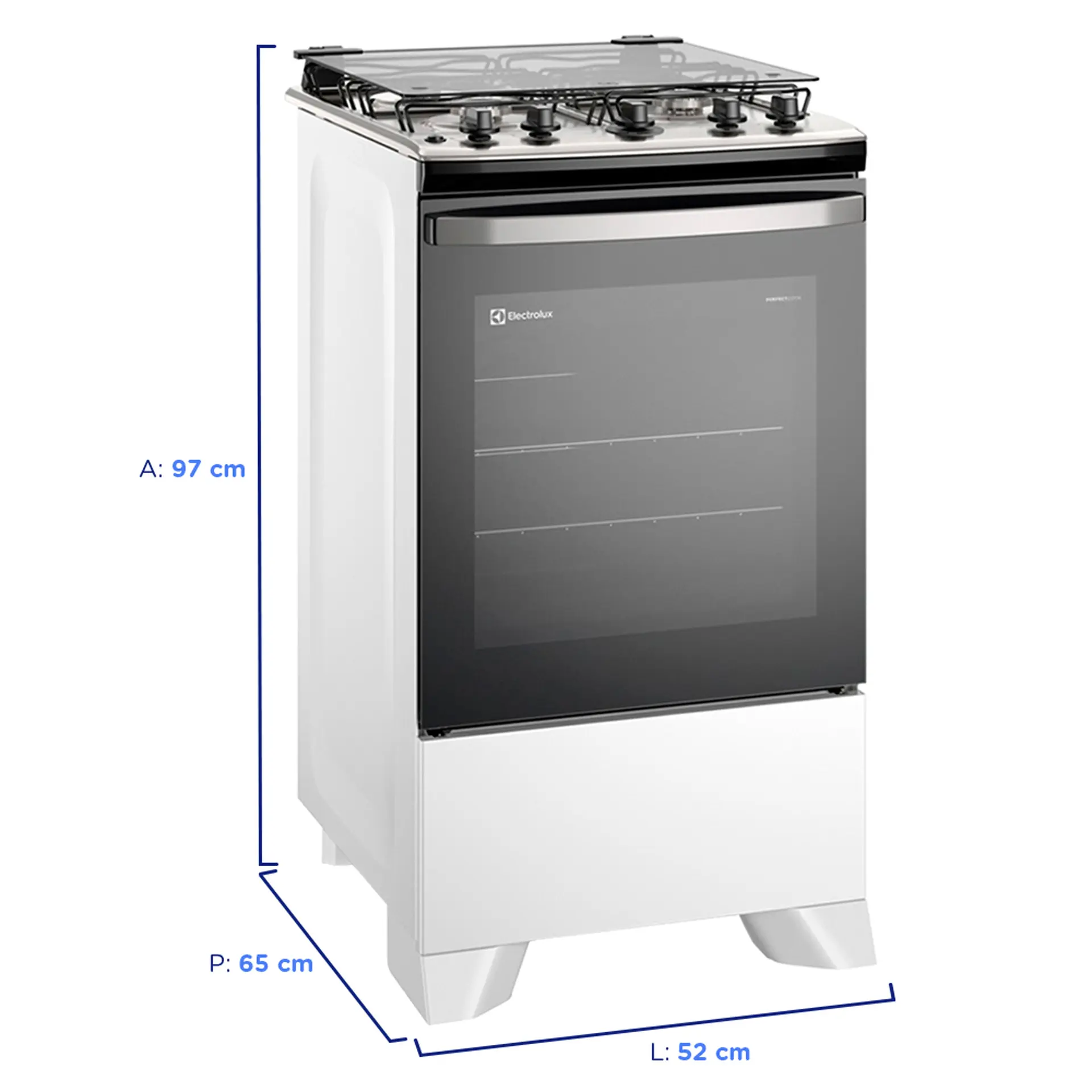 Fogão Electrolux Efficient FE4IB Automático Mesa Inox Forno 72,6L - Branco - Bivolt