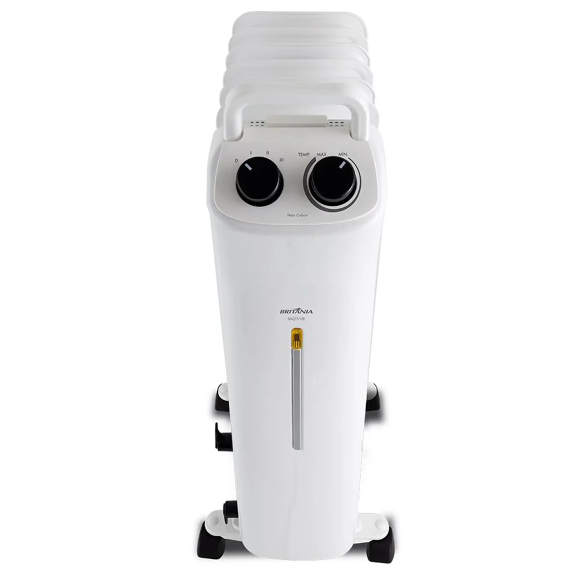 Aquecedor de Ar Portátil Britânia BAQ1510B A Óleo 1500W com Rodízios - Branco - 110 Volts