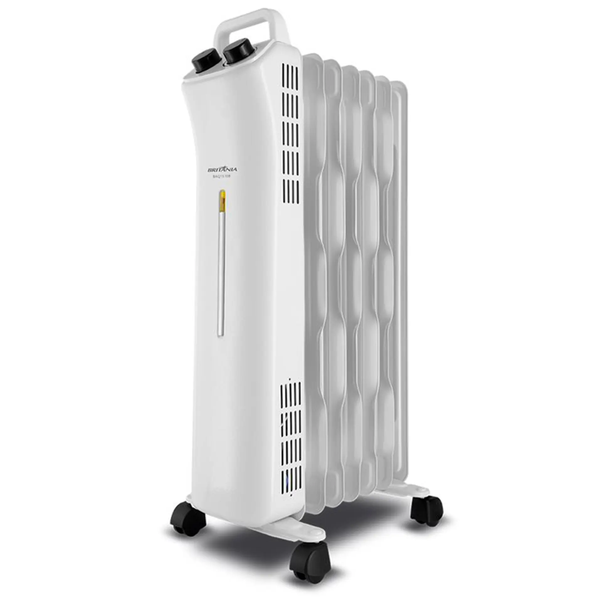 Aquecedor de Ar Portátil Britânia BAQ1510B A Óleo 1500W com Rodízios - Branco - 110 Volts