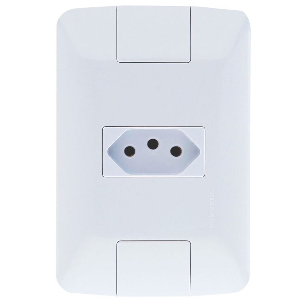 Tomada 2 Pinos + Terra 20A Aria com Espelho 4x2 Branco Tramontina - 57241/013