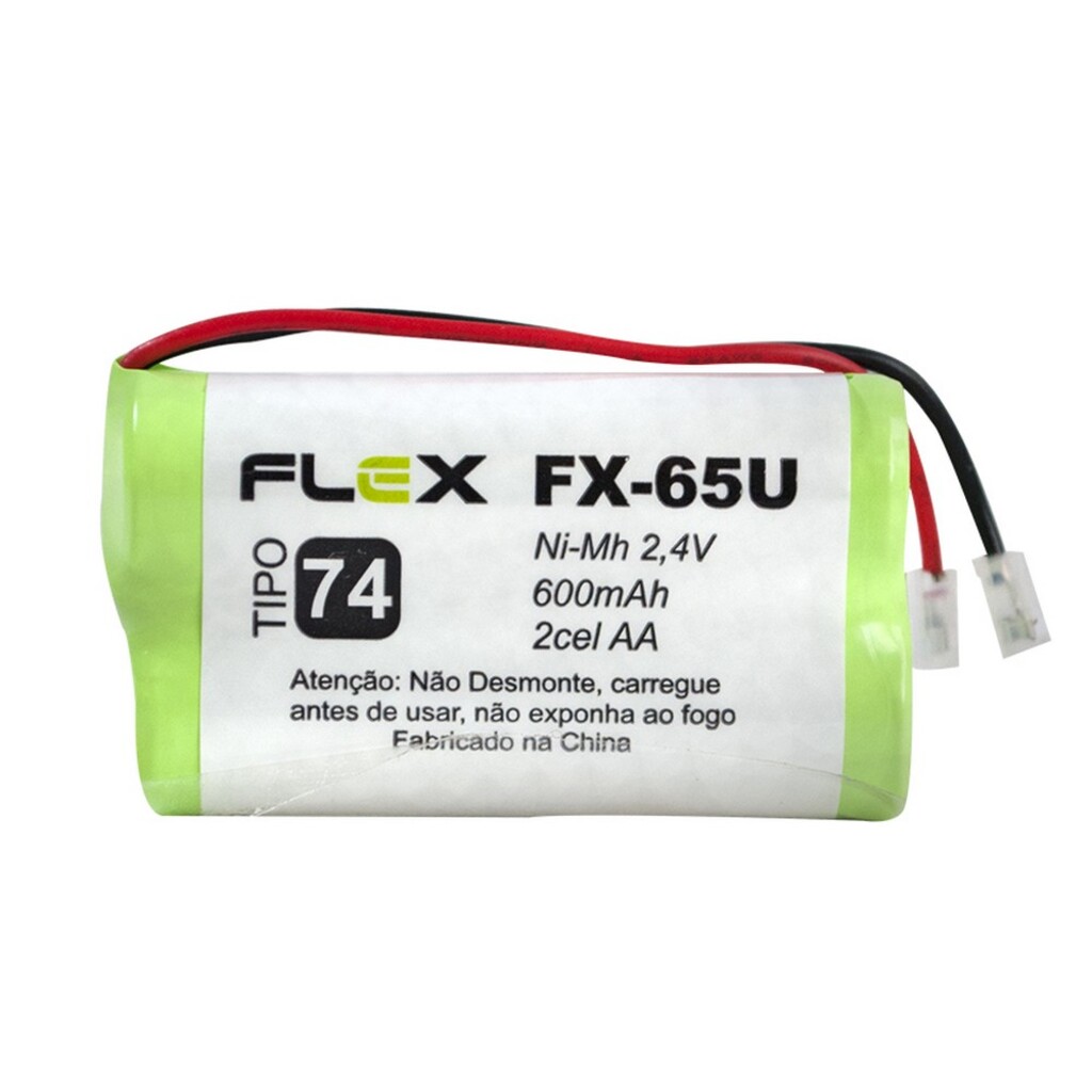 Bateria para Telefone sem Fio 600mAh 2,4V 2AA Flex Plug Universal Tipo 74 - FX-65U