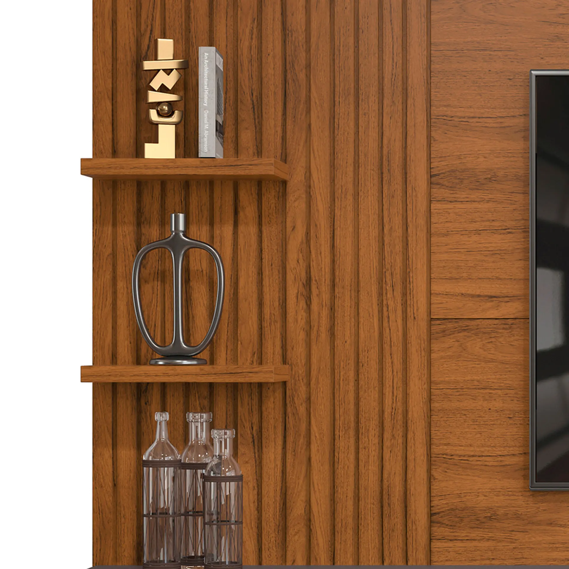 Painel para TV até 60" 1 Porta de Correr Bento DJ Móveis - Freijo/Cinza Urbano