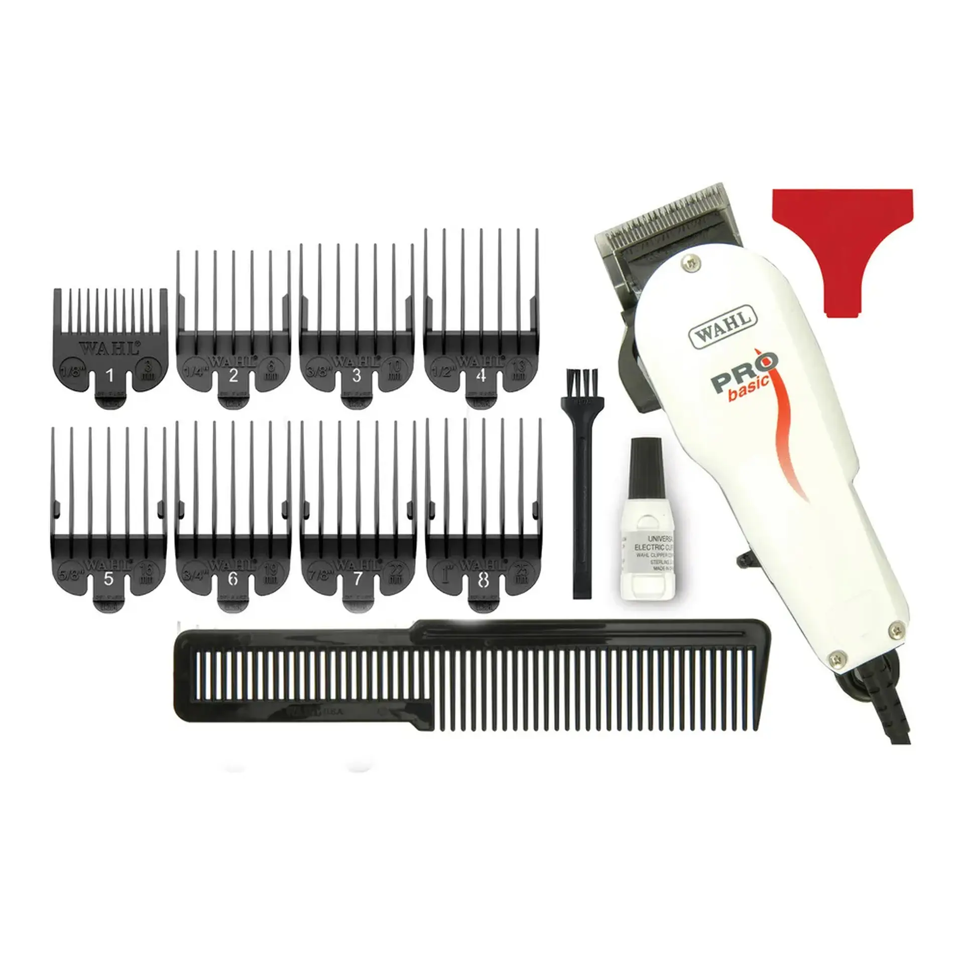 Máquina de Cortar Cabelo Whal Pro Basic 8 Pentes - Branco - 110 Volts