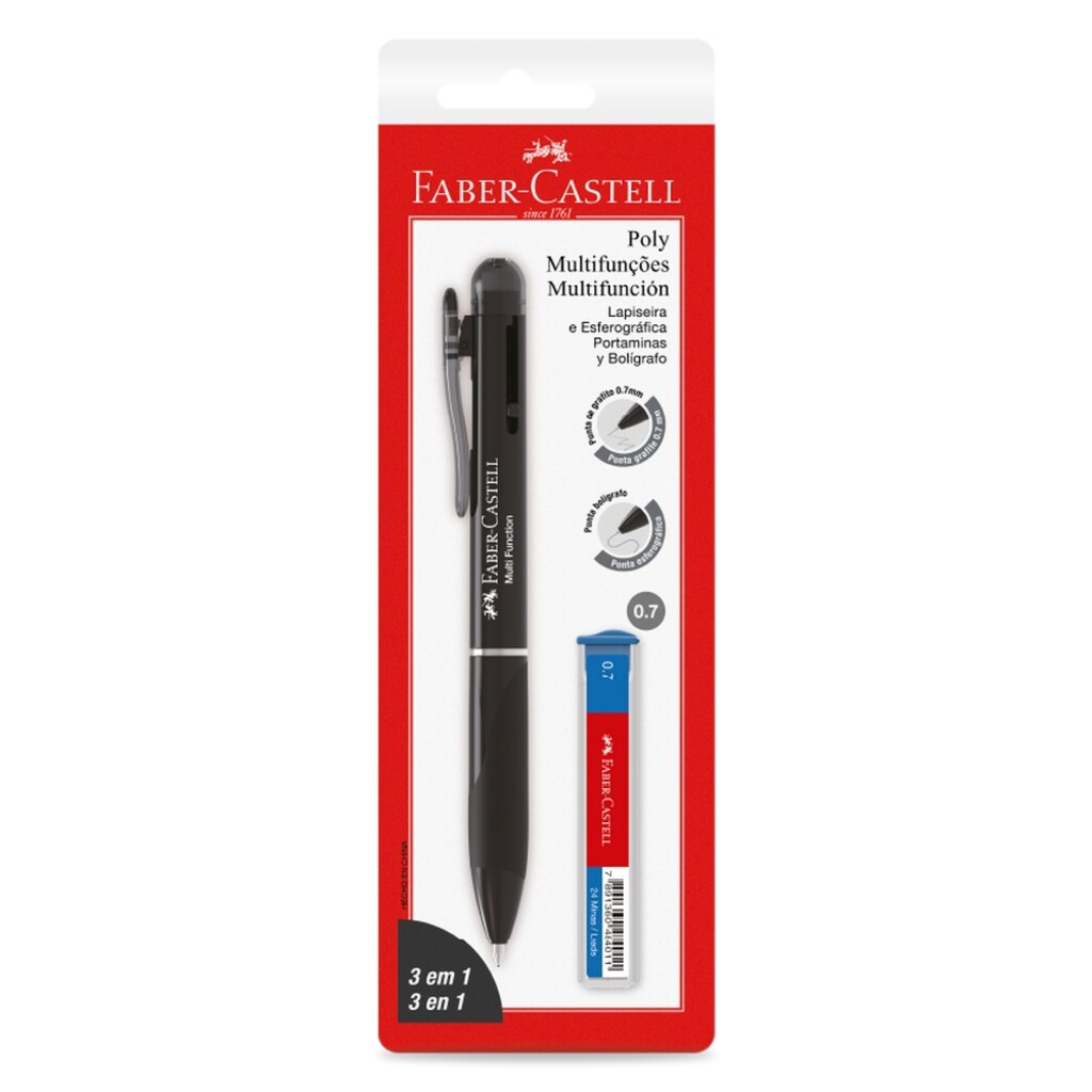 Lapiseira 0.7mm + Caneta Esferográfica Retrátil 2 Cores - Faber Castell - Unitário - SM/07L31PR