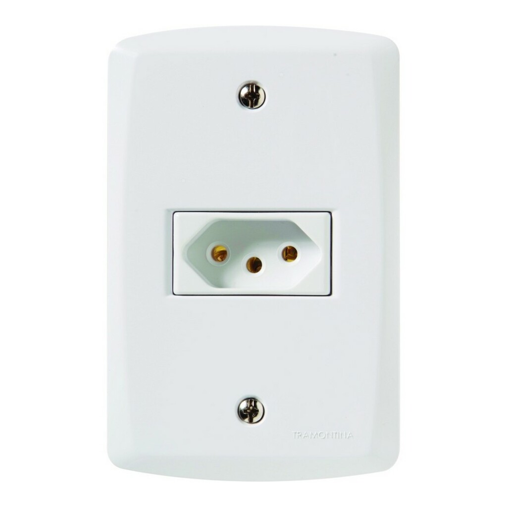 Tomada 2 Pinos + Terra 20A Lux2 com Espelho 4x2 Branco Tramontina -  57145/013