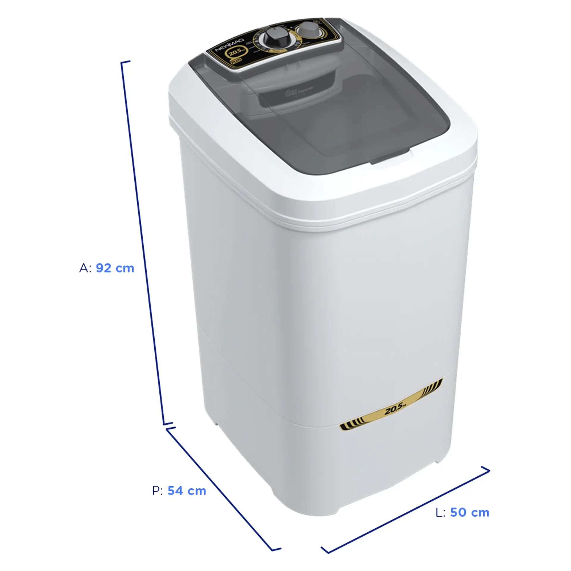 Tanquinho Newmaq Plus 20kg Semiautomático com Big Dispenser - Branco - 110 Volts