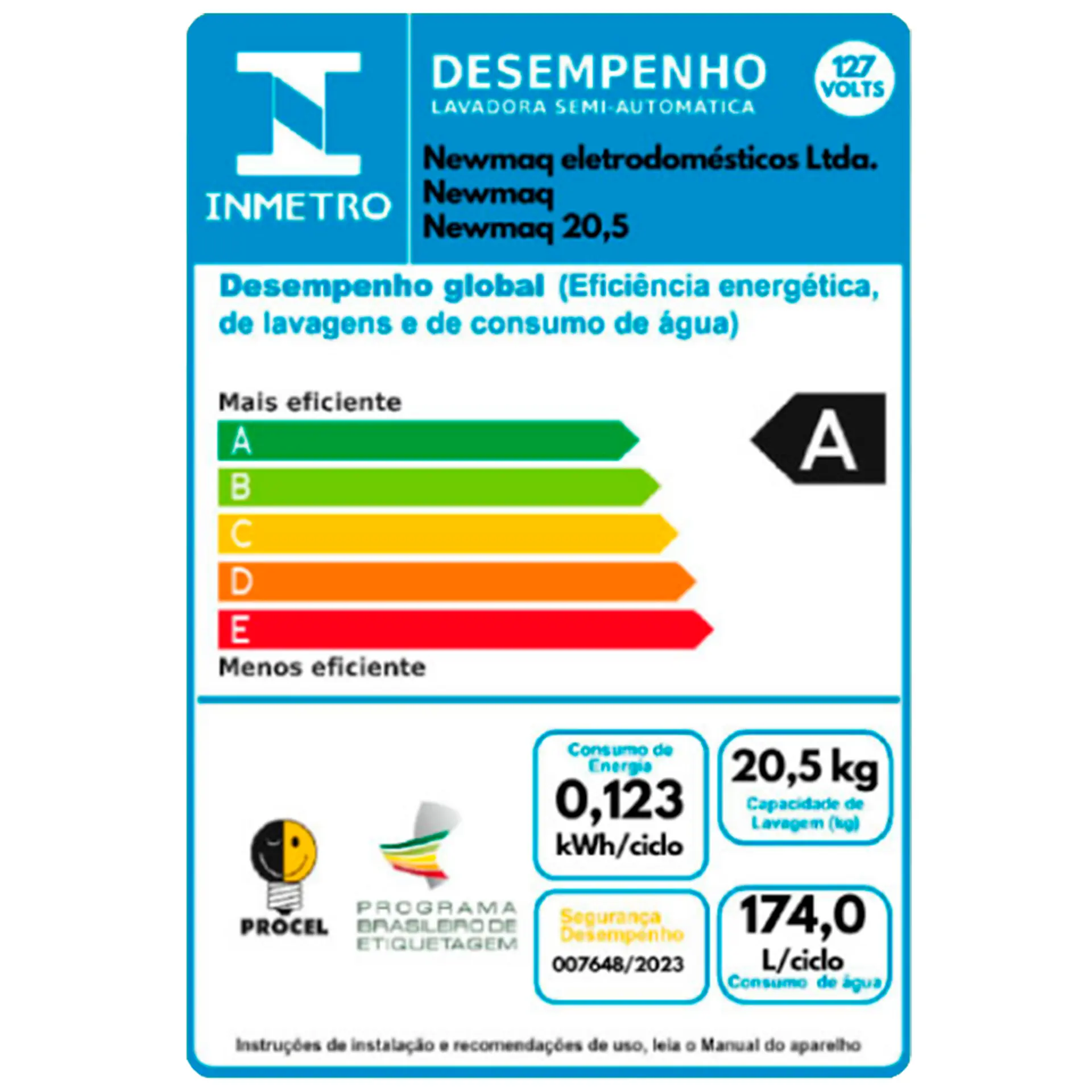 Tanquinho Newmaq Plus 20kg Semiautomático com Big Dispenser - Branco - 110 Volts