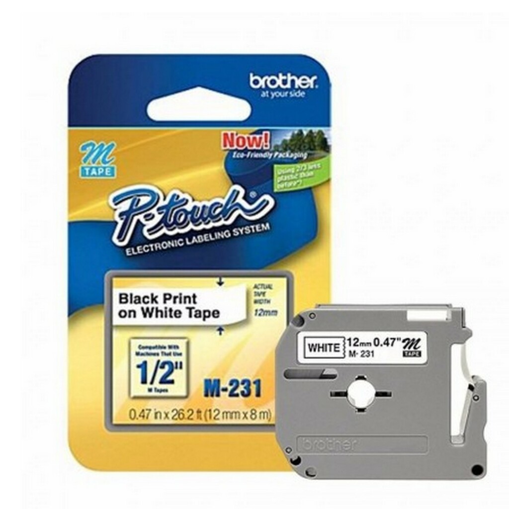 Fita Rotuladora Brother M231 Original 12 mm 8 Metros Preto no Branco -  M231