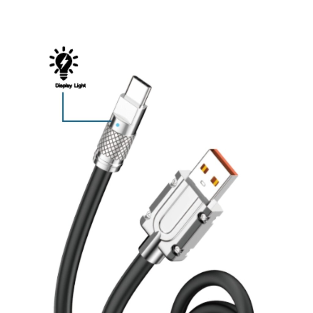Cabo USB A-Macho - Type-C 1 Metro 5A Blindado Preto X-Cell - XCCD118