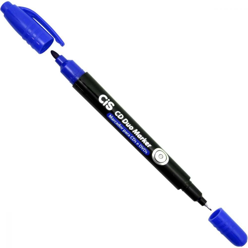 Marcador para CD/DVD CIS Mark mais Duo com 2 Pontas 1.0/7.0mm Azul