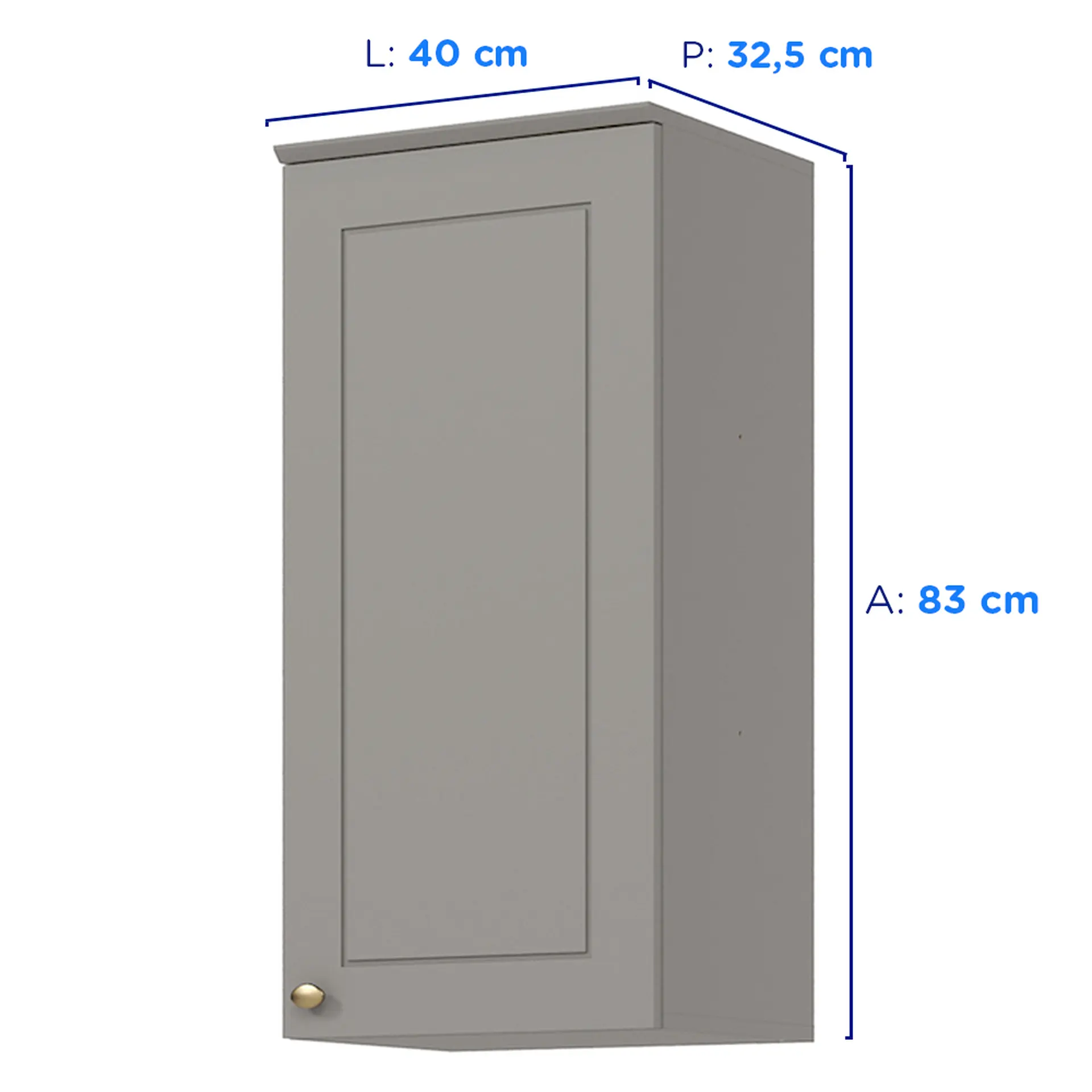 Armário Aéreo 1 Porta 40cm Americana Henn - Cinza