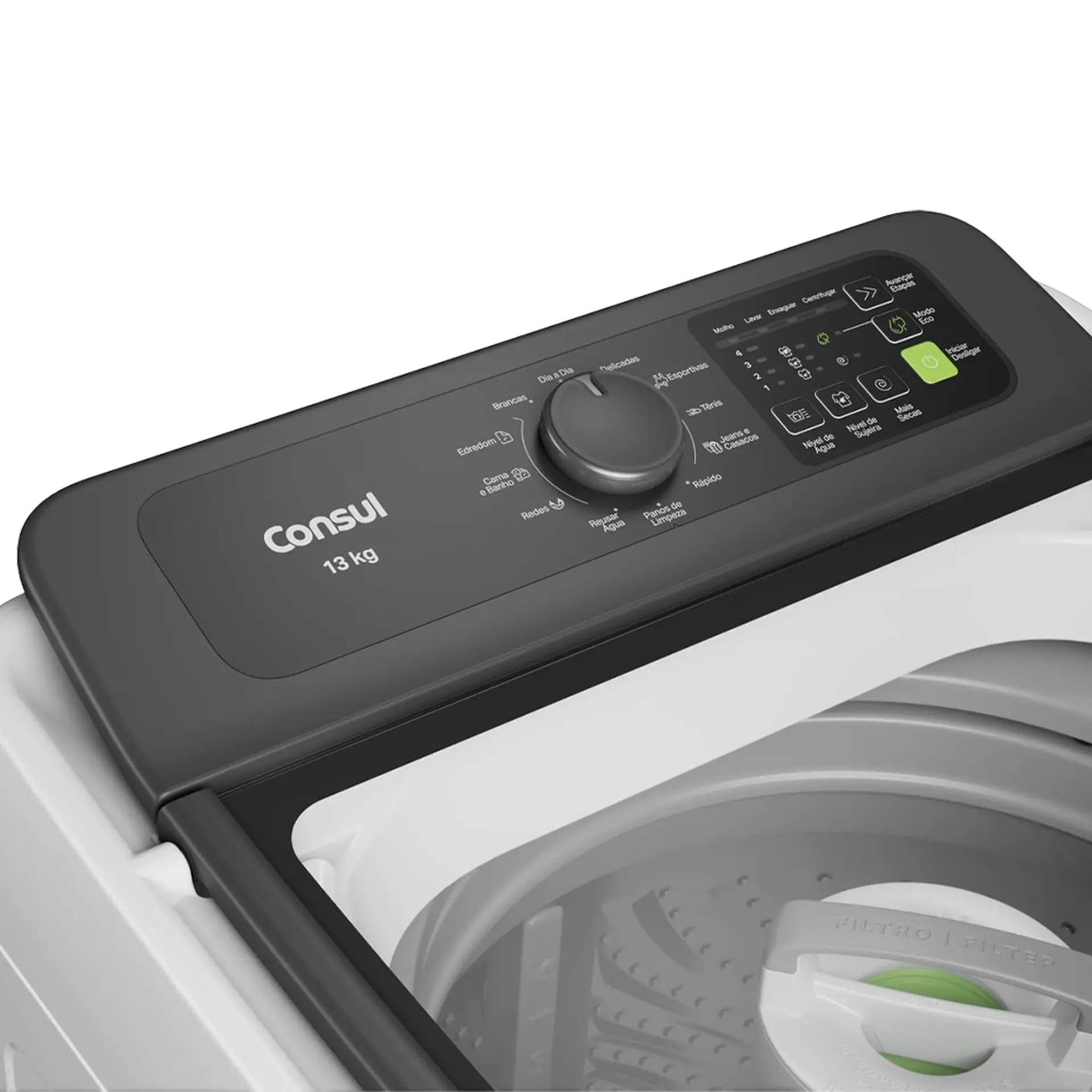 Máquina de Lavar Consul 13kg Automática 12 Programas CWN13AB - Branco - 110 Volts